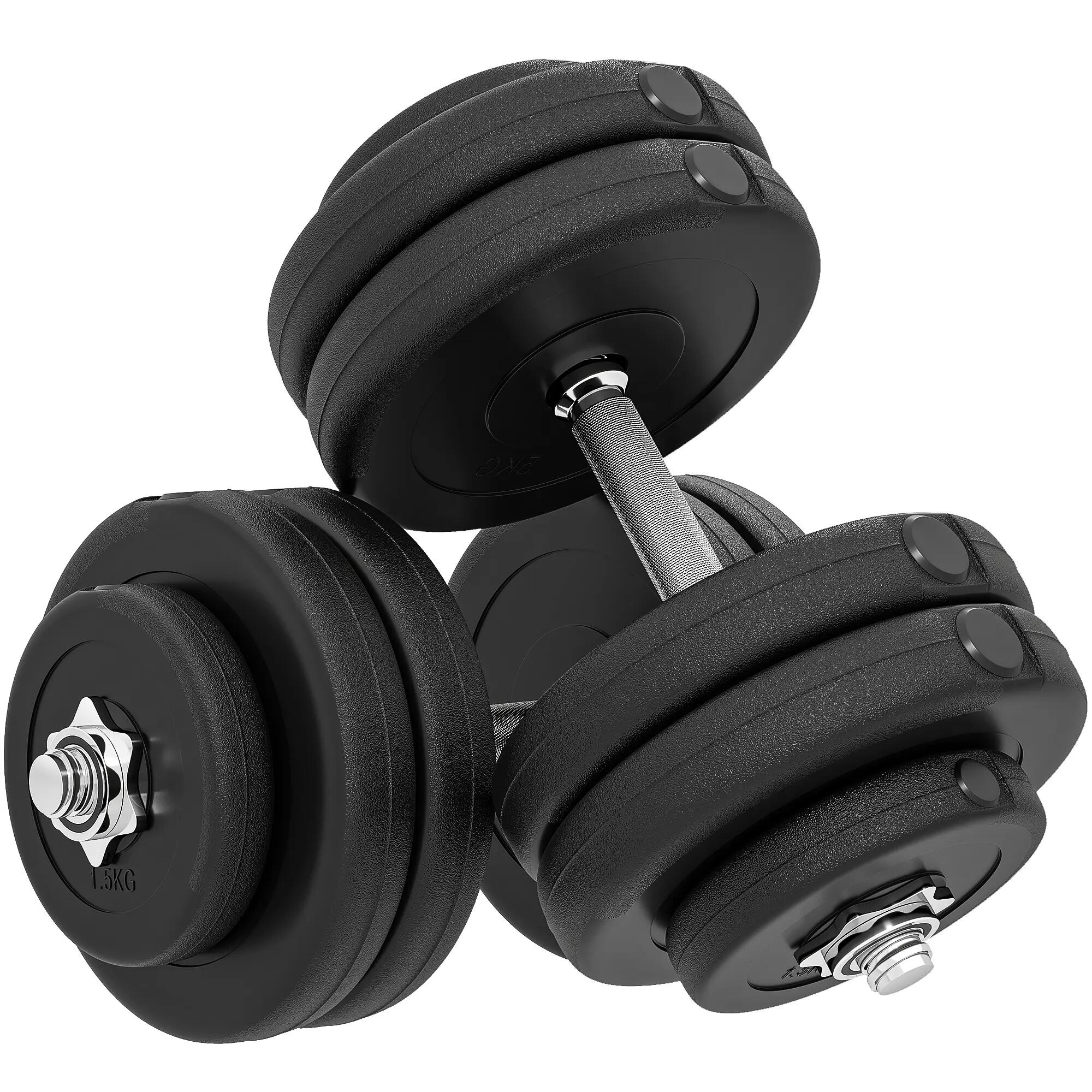 Haltères ajustables - Musculation - Mixte - Plastifiés - Noir 1/6
