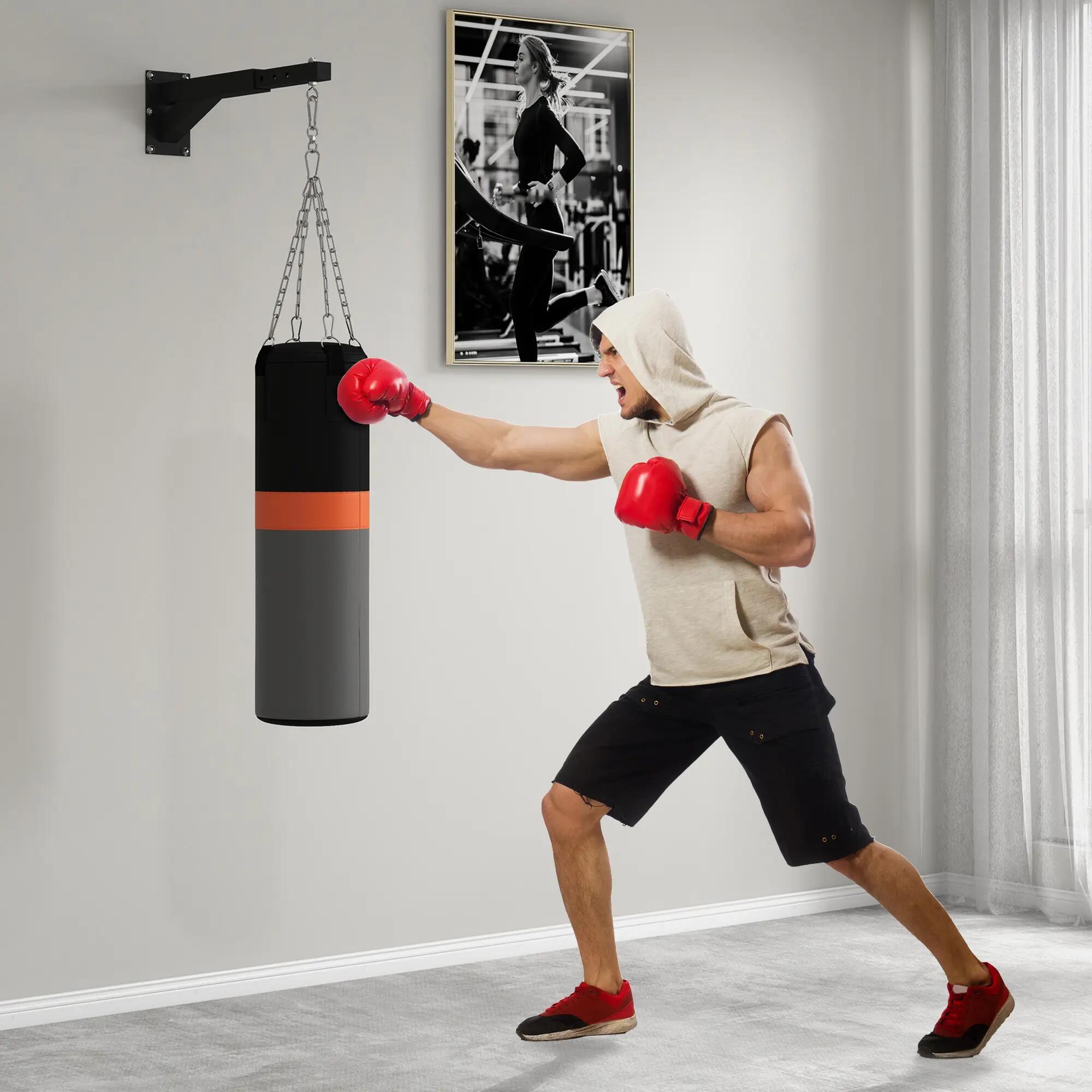 Support mural pour sac de frappe - boxe - réglable 5 niveaux - acier - noir 3/6