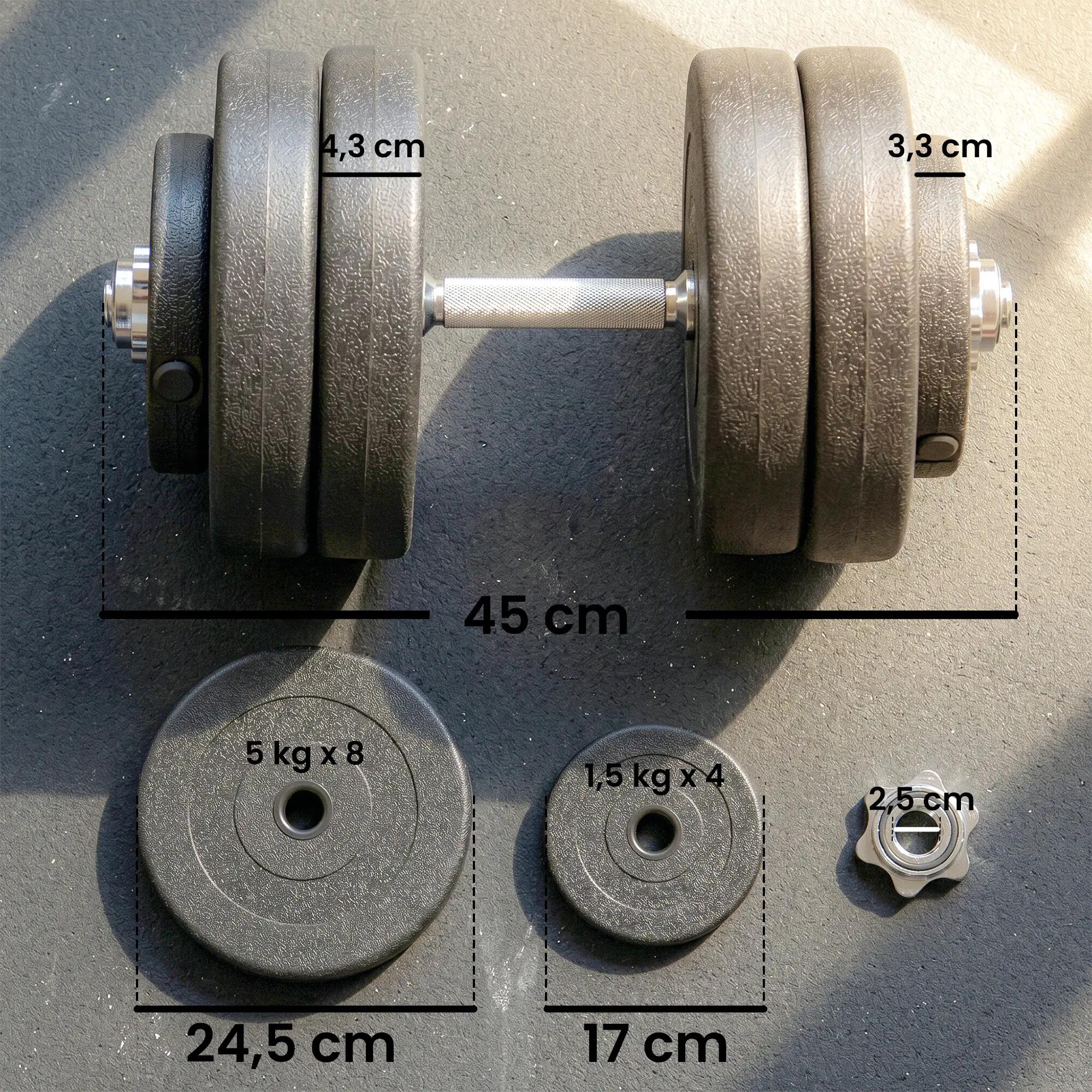 Haltères ajustables - Musculation - Mixte - Plastifiés - Noir 5/6