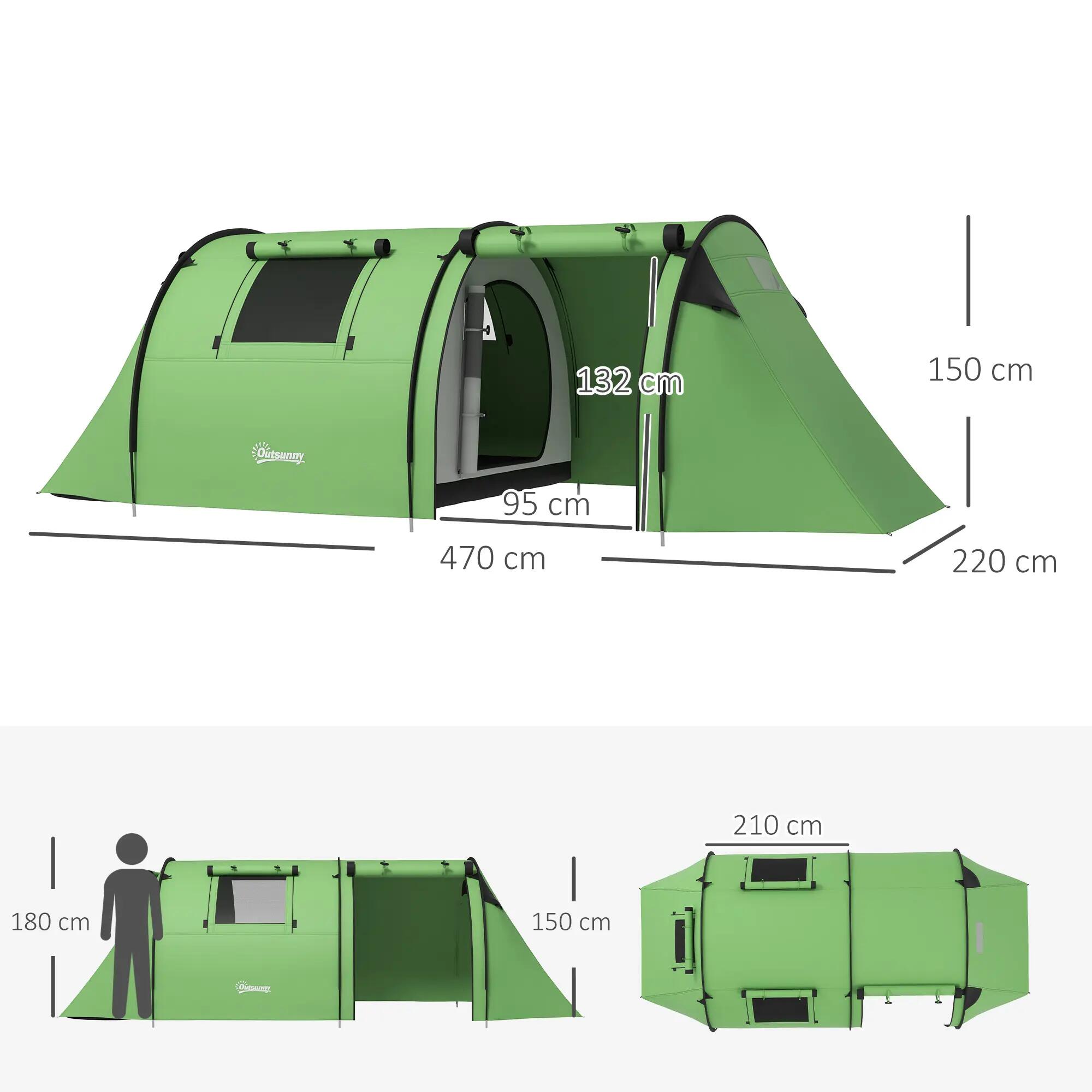 Tente camping - Randonnée - 2 pièces, imperméable - vert foncé 5/6