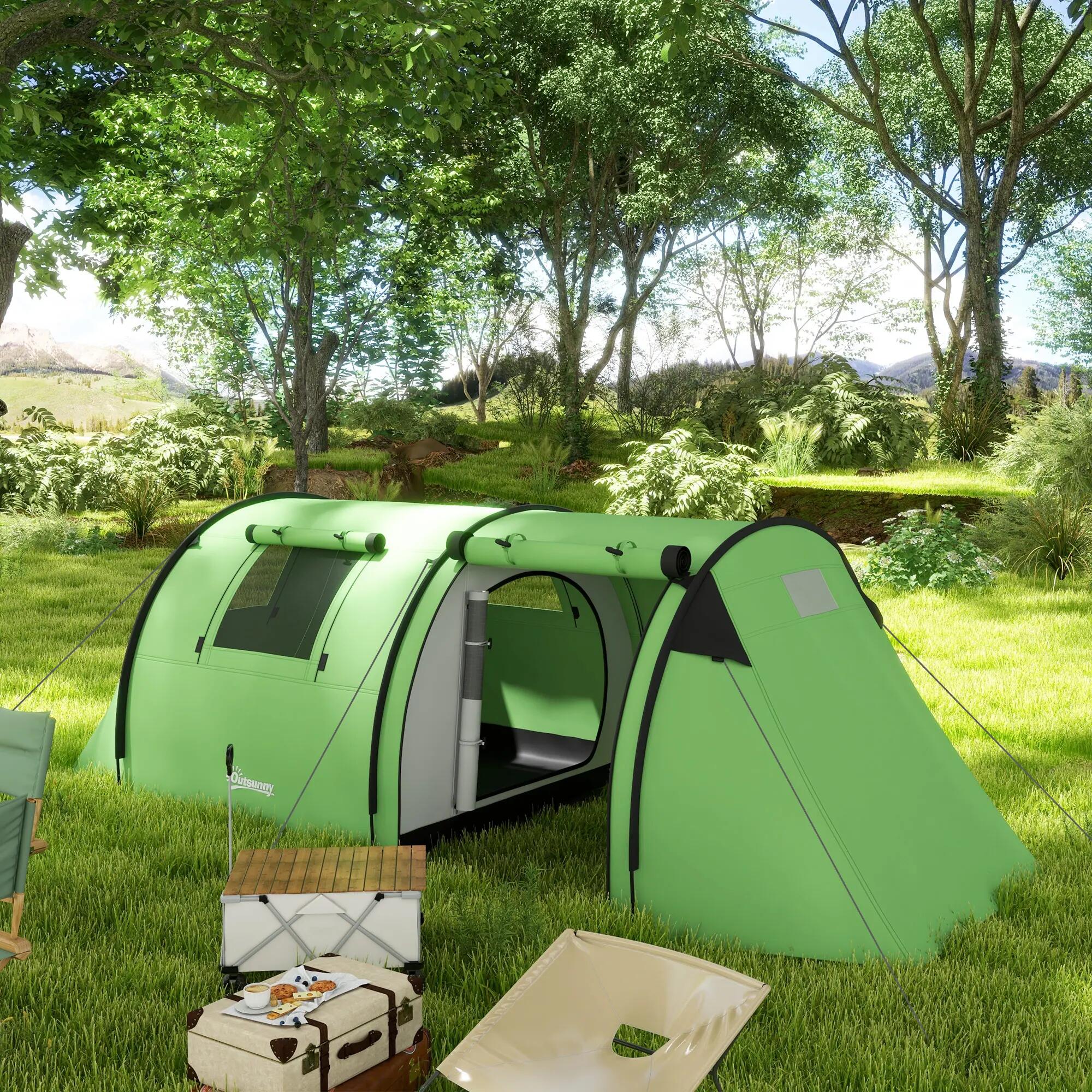 Tente camping - Randonnée - 2 pièces, imperméable - vert foncé 3/6