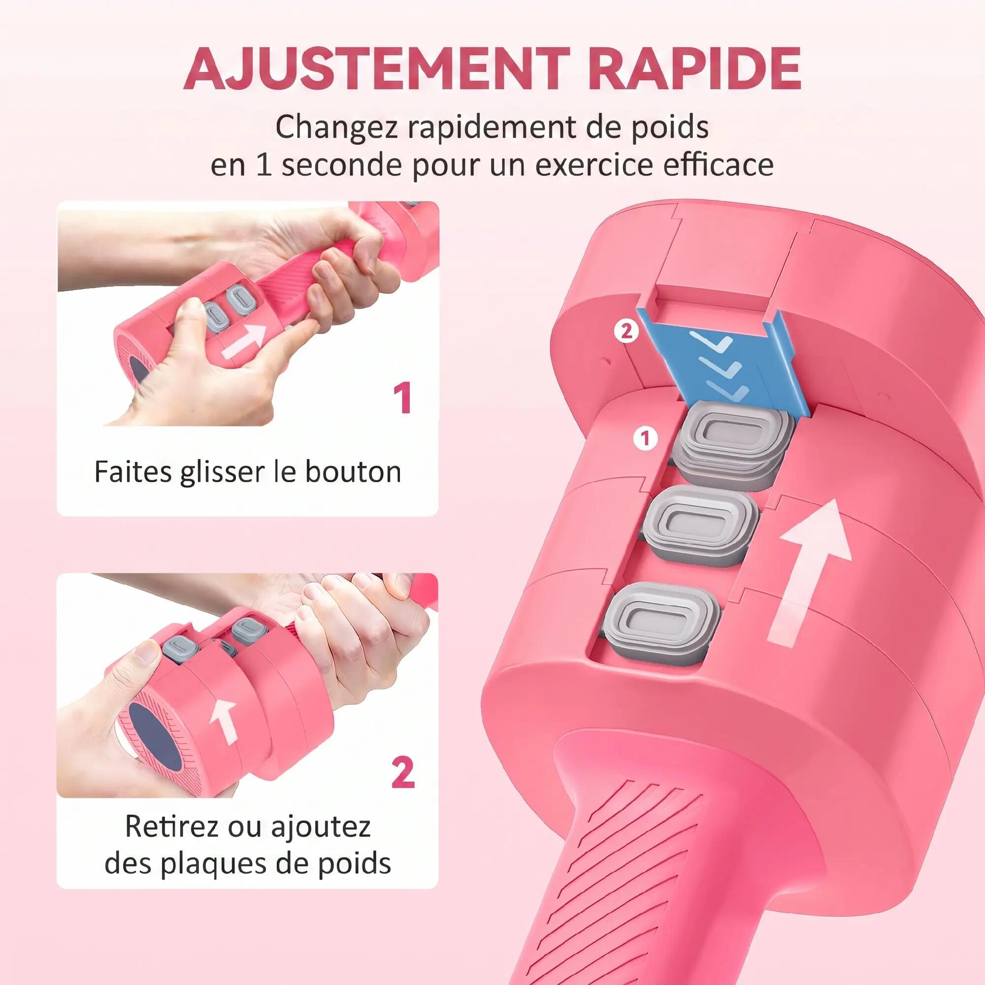 Haltères réglables total 5 Kg max. design rose 5/5