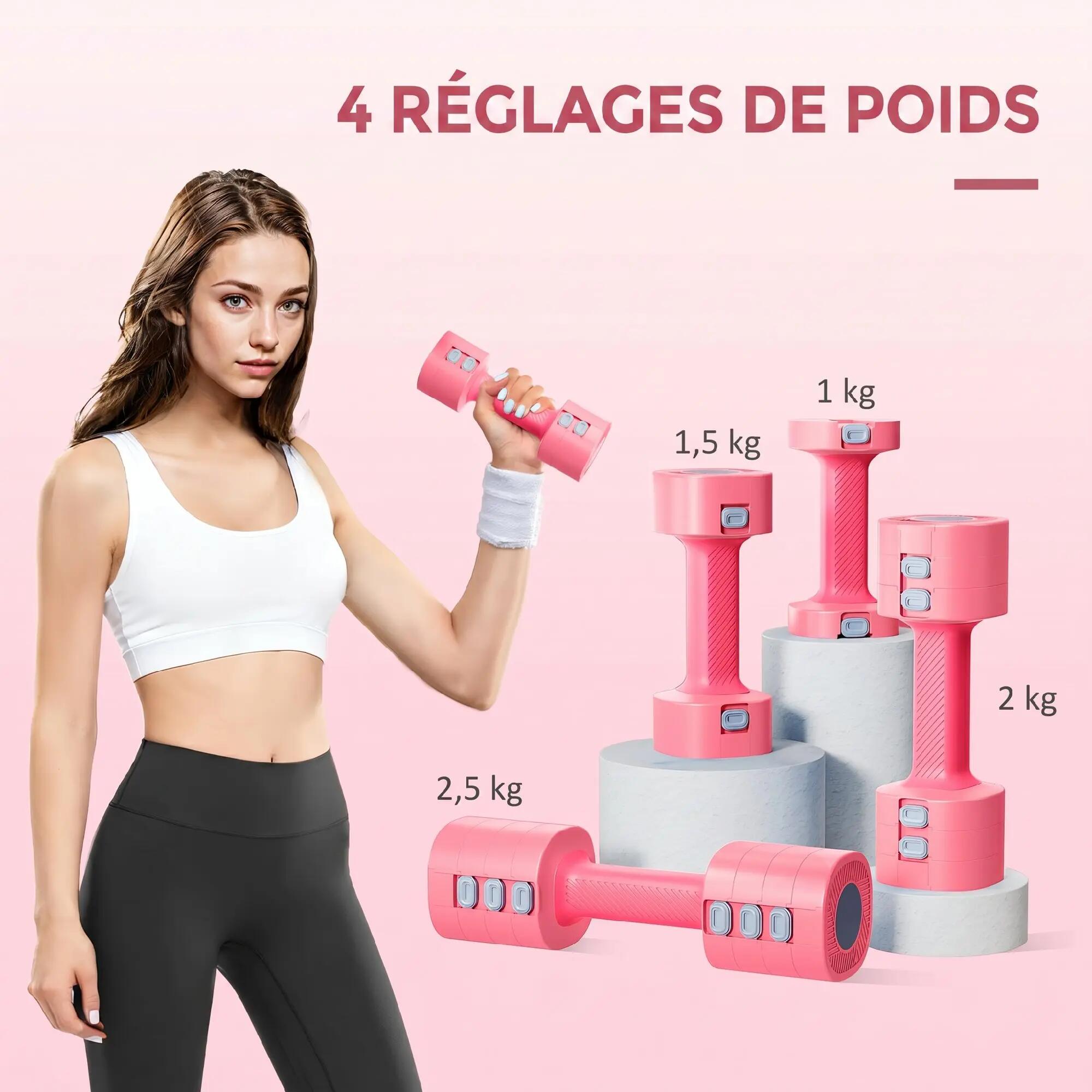Haltères réglables total 5 Kg max. design rose 4/5