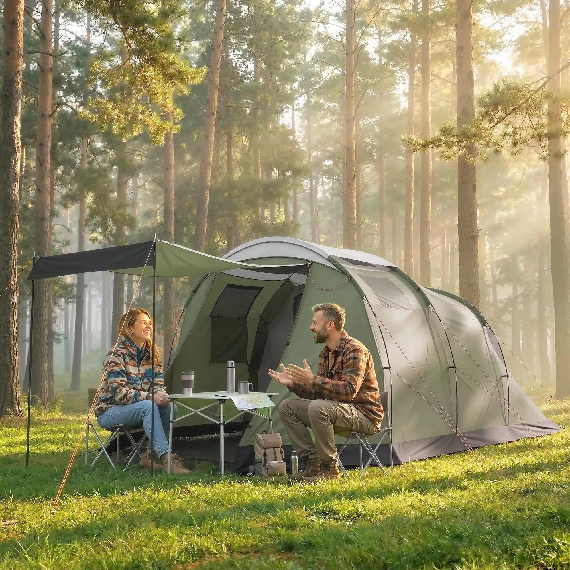 Tente de camping - Plein air - Unisexe - 2 pièces, imperméable - Verte 4/6