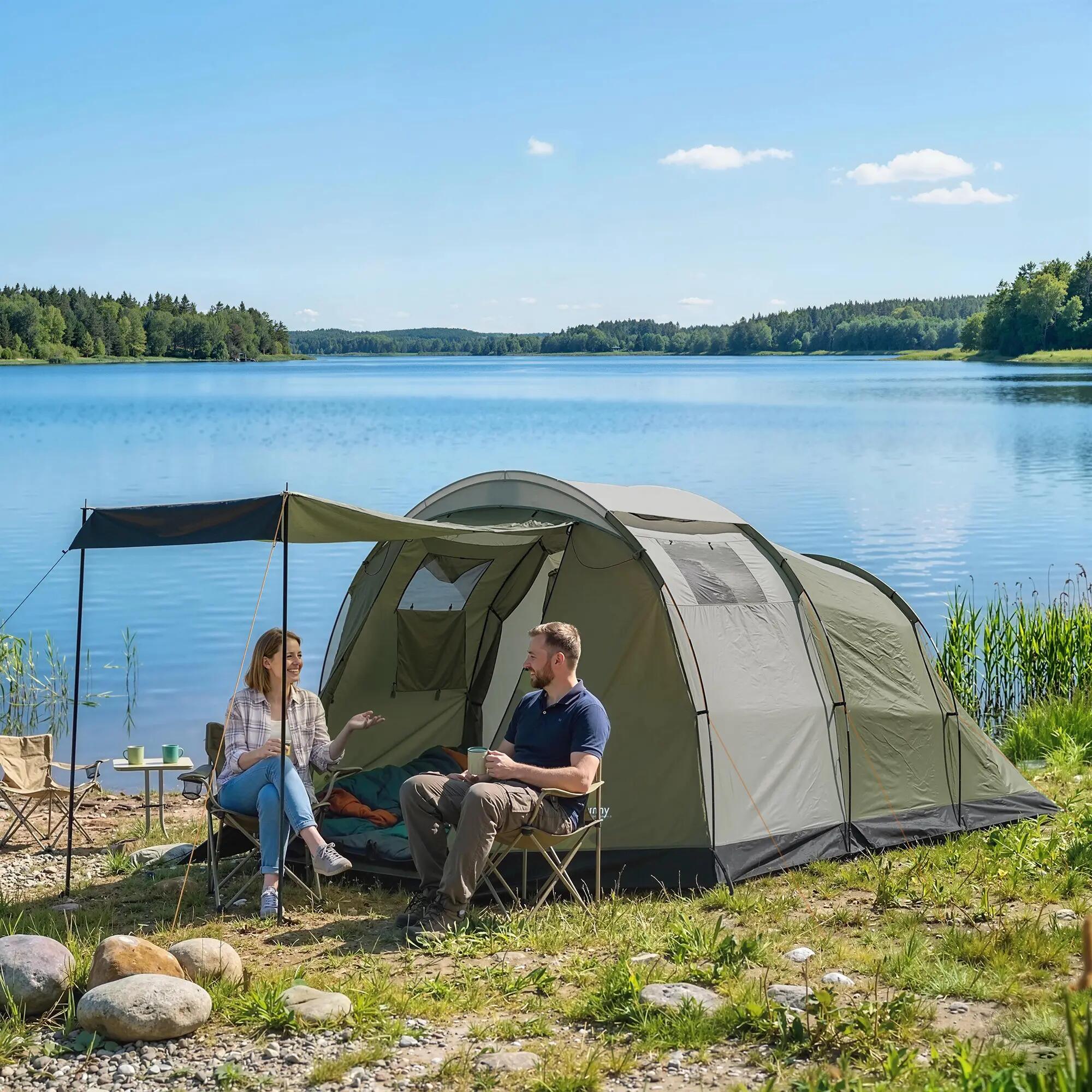 Tente de camping - Plein air - Unisexe - 2 pièces, imperméable - Verte 3/6
