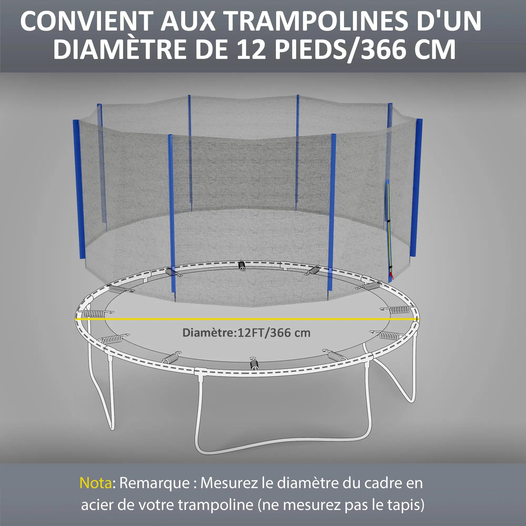 Filet de trampoline - forme physique et exercice - porte zippée, 8 poteaux 6/6