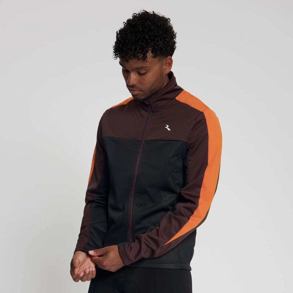 Men's Winter Cycling Jacket Freeze Black Bordeaux Orange