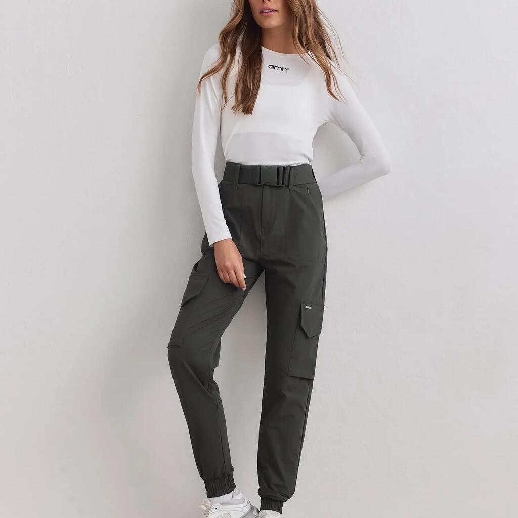 Women's Cargo Pants High-Waisted Water-Repellent Stretch Tapered Dark Ivy