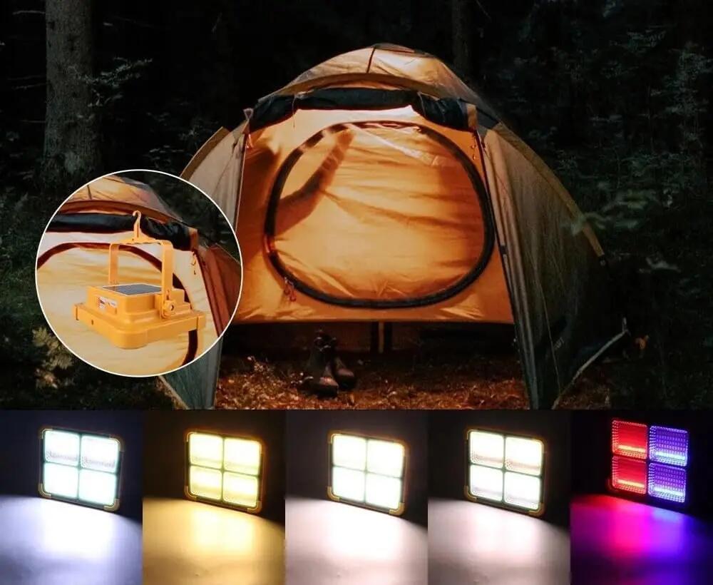 Foco LED Recargable, Luz Portátil USB o Solar 120W, 252 LED, Impermeable IP66 4/7