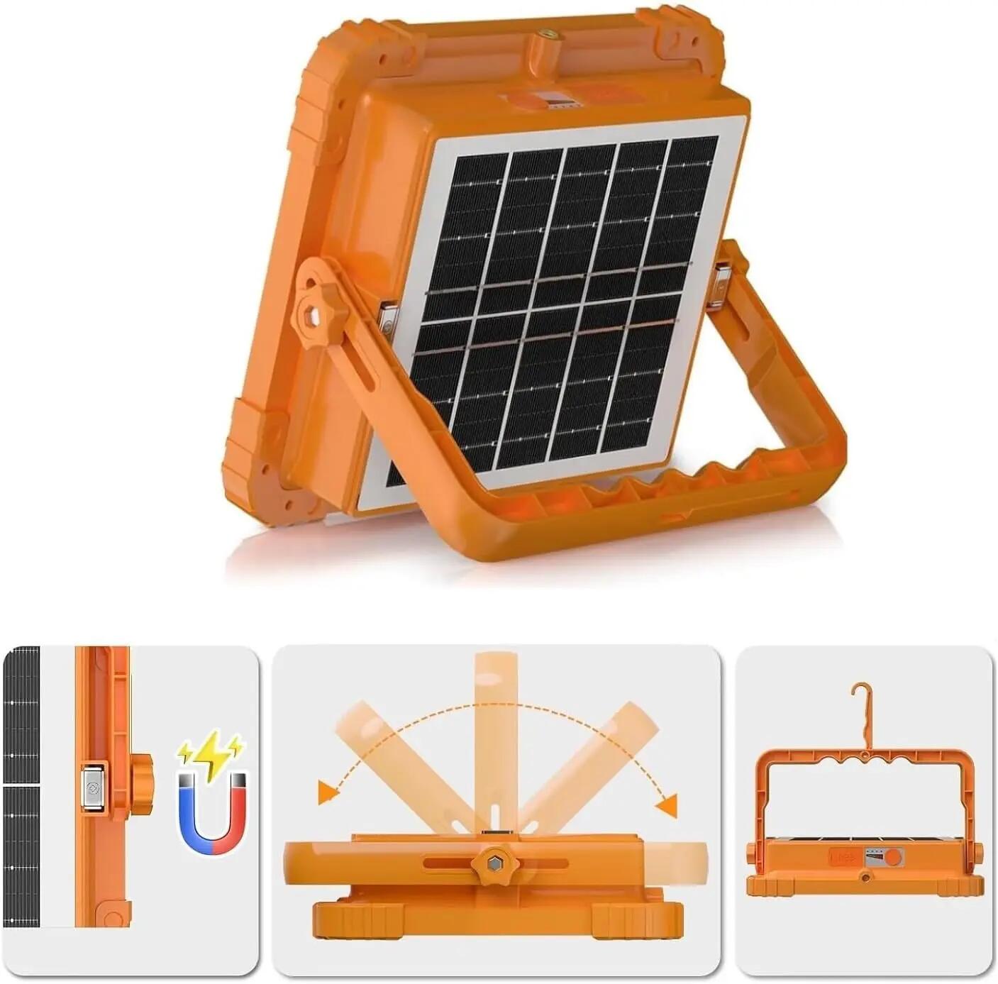 Foco LED Recargable, Luz Portátil USB o Solar 200W, 336 LED, Impermeable IP66 2/6