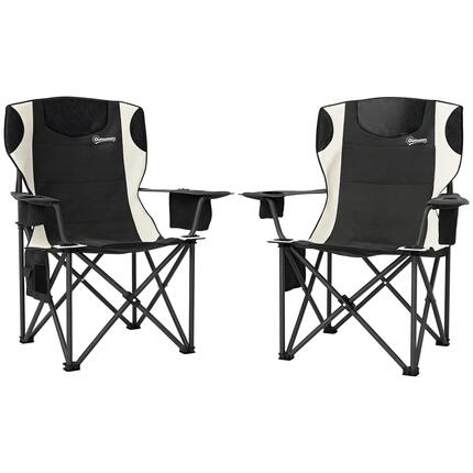 Chaise pliante - camping - unisexe - rembourrée, porte-gobelet - noir