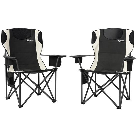 Chaise pliante - camping - unisexe - rembourrée, porte-gobelet - noir