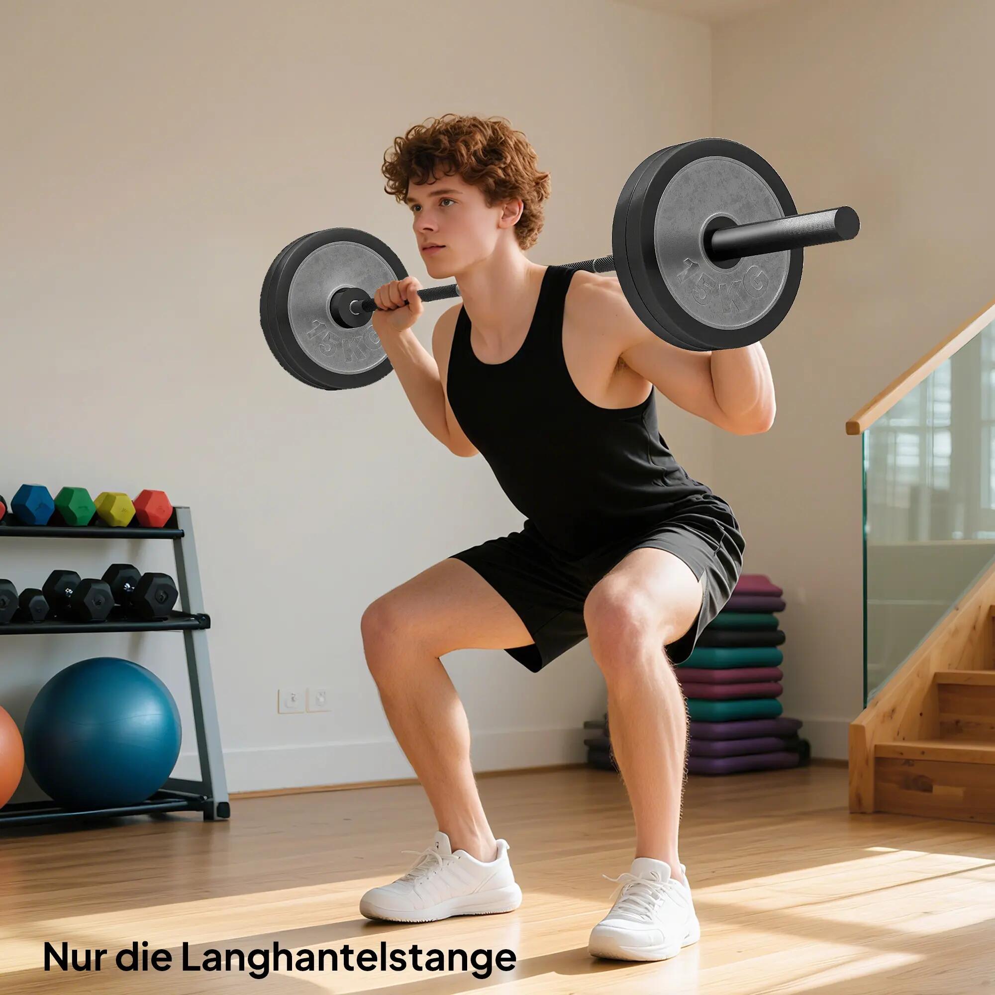 barre droite - musculation - unisexe - acier - noire 3/6
