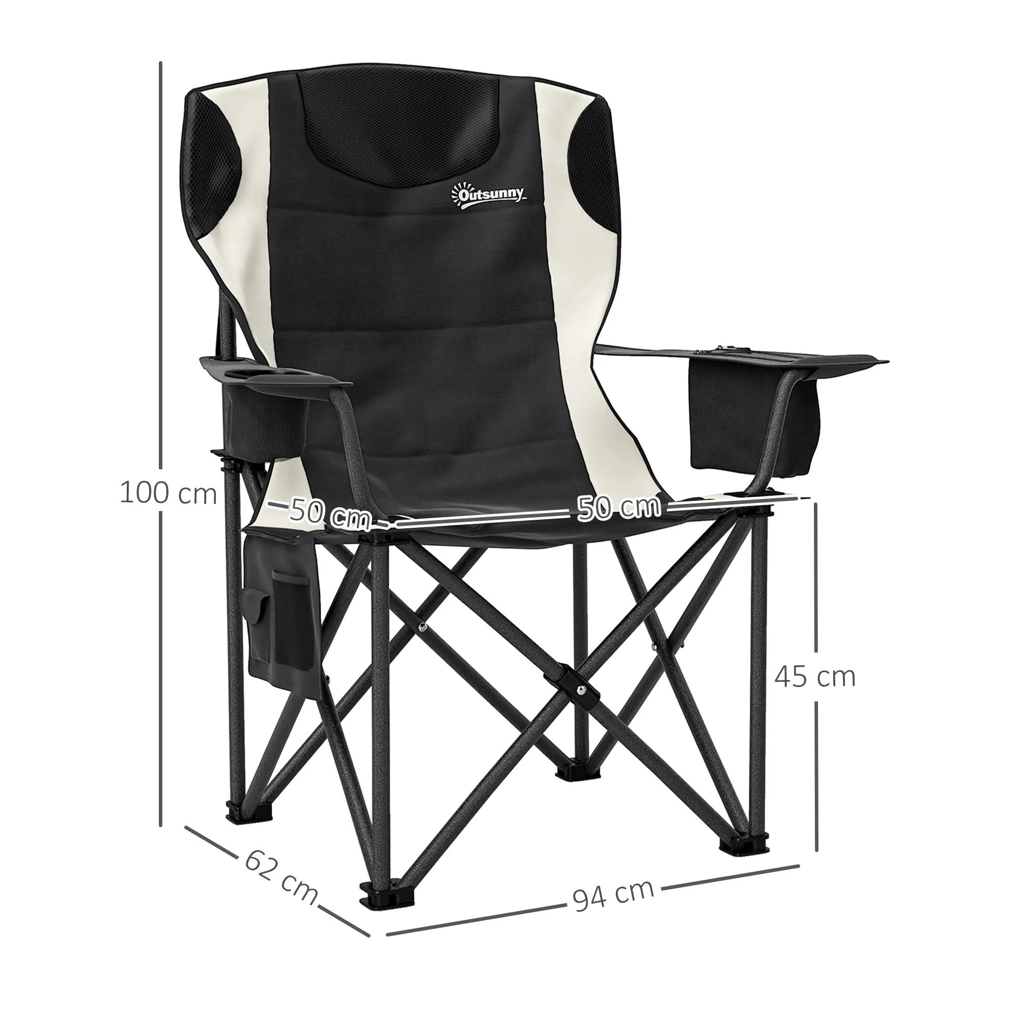 Chaise pliante - camping - unisexe - rembourrée, porte-gobelet - noir 5/6