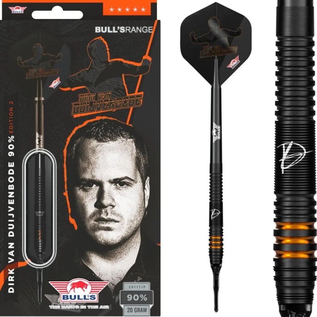 Dirk Van Duijvenbode E2 90% Tungsten Softtip Dartpijlen 3/9