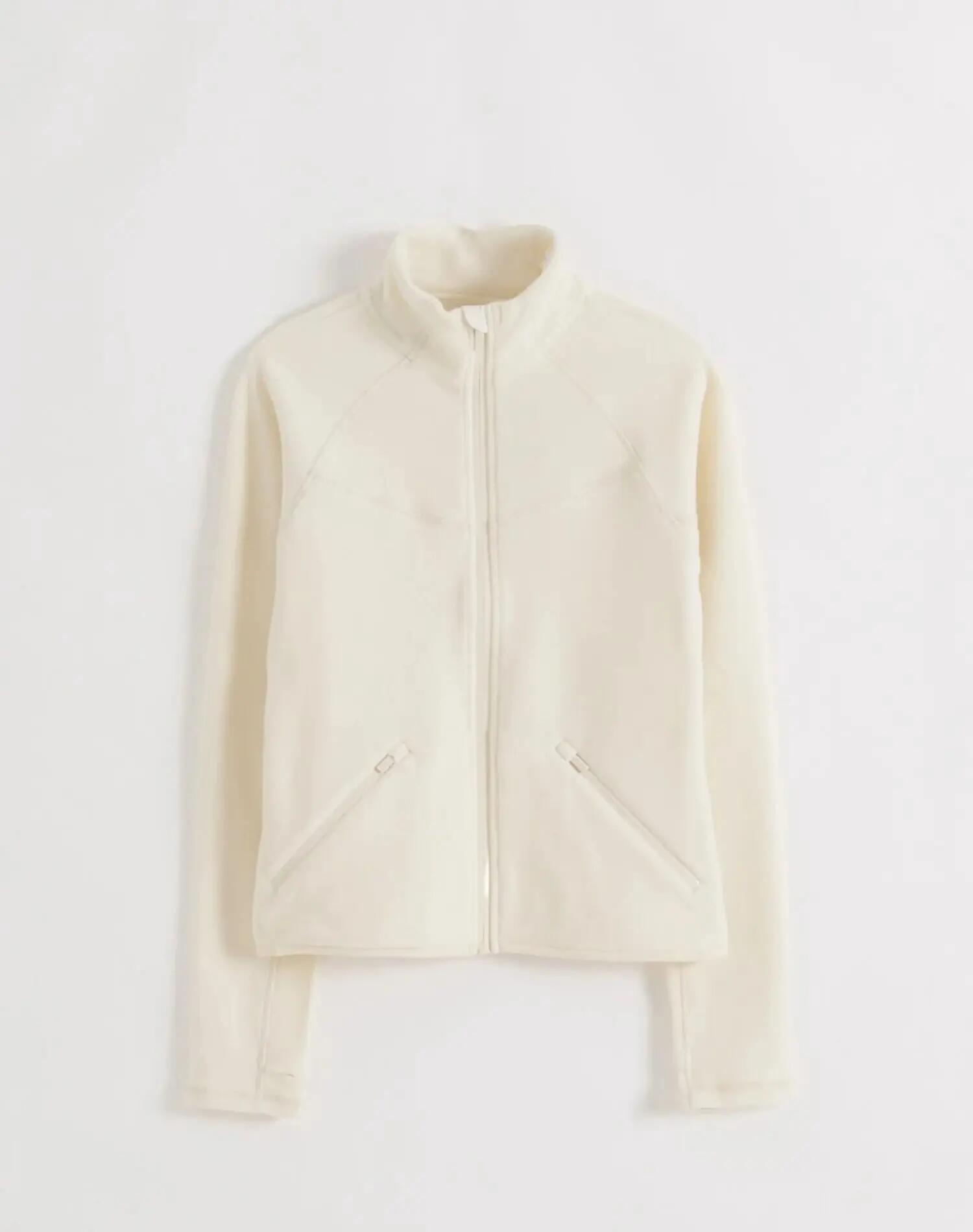 Damen Jacke Aus Elastischem Fleece mit Reißverschluss Creme 5/5