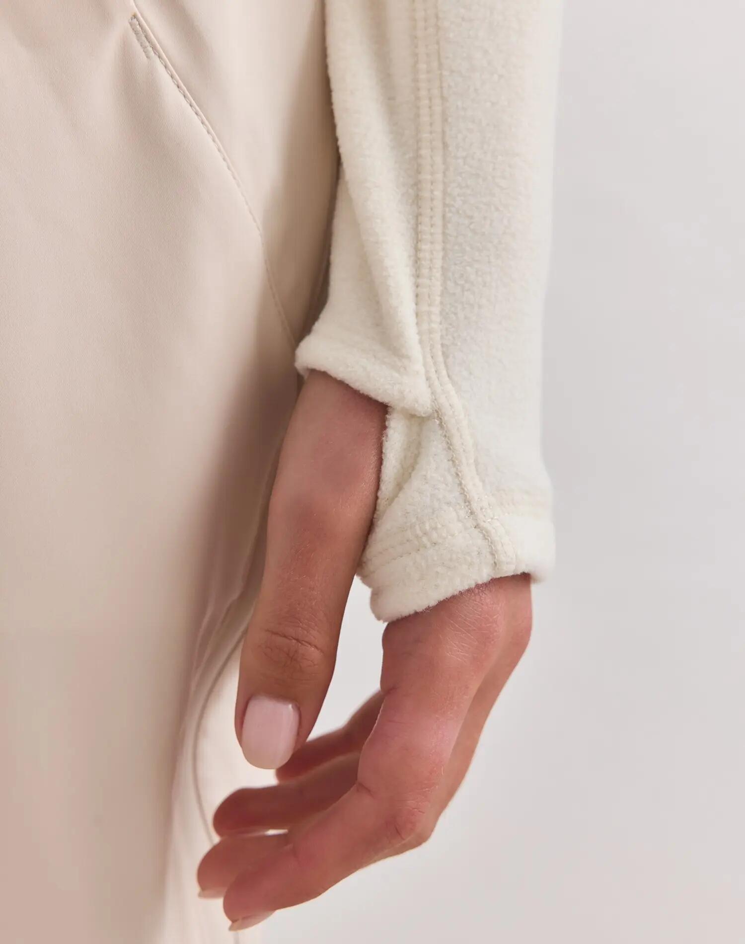 Damen Jacke Aus Elastischem Fleece mit Reißverschluss Creme 3/5