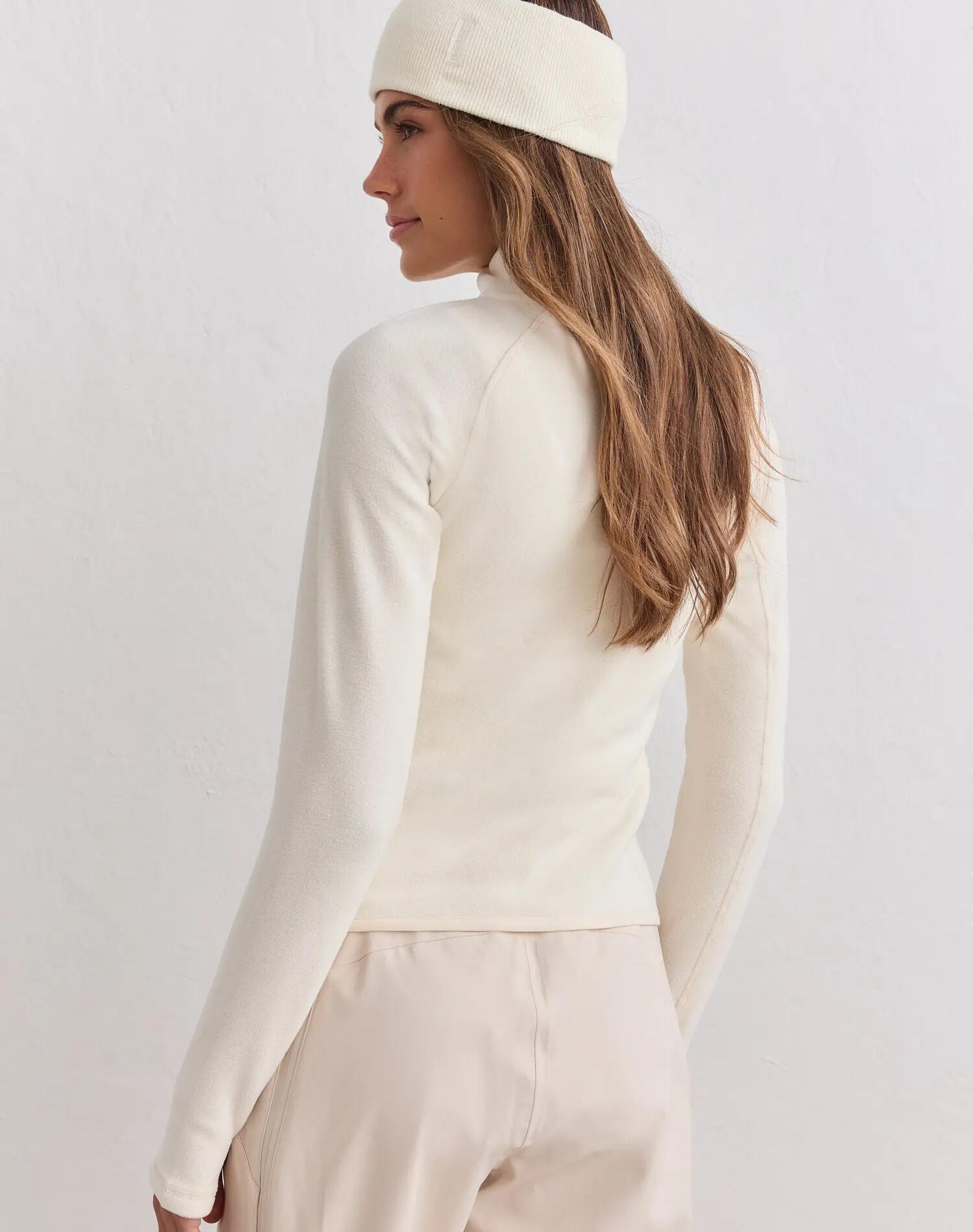 Damen Jacke Aus Elastischem Fleece mit Reißverschluss Creme 2/5