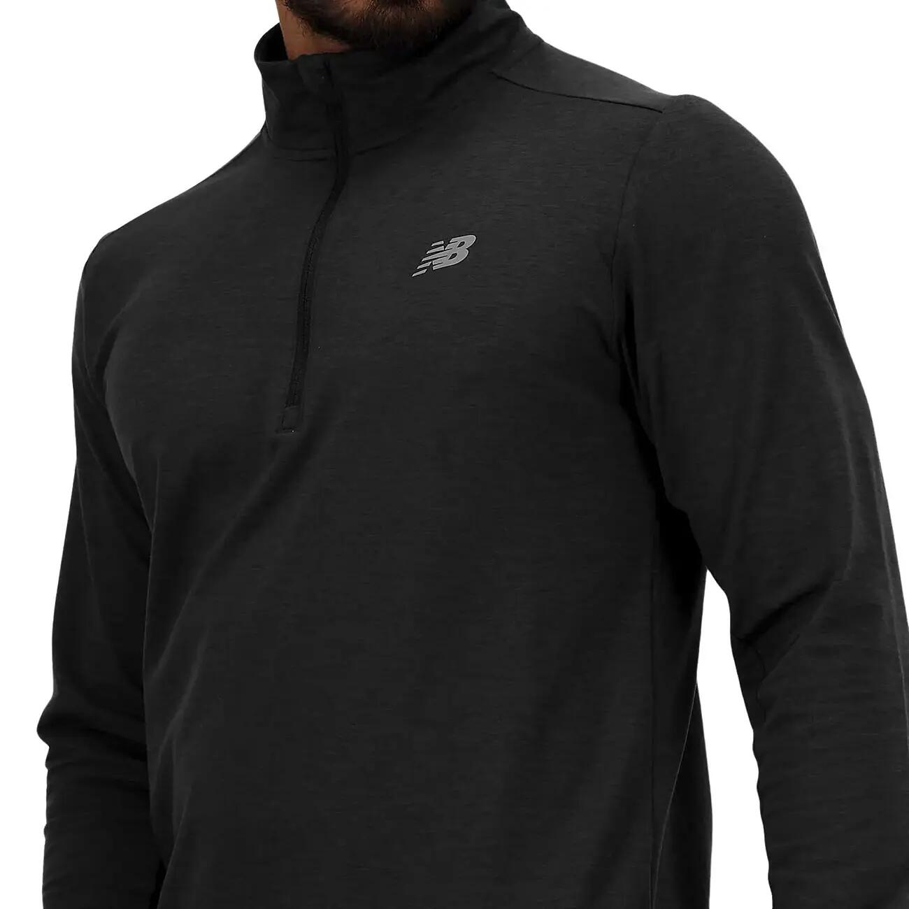 Sweatshirt 1/4 Zip New Balance Space Dye para homem Preto 4/6