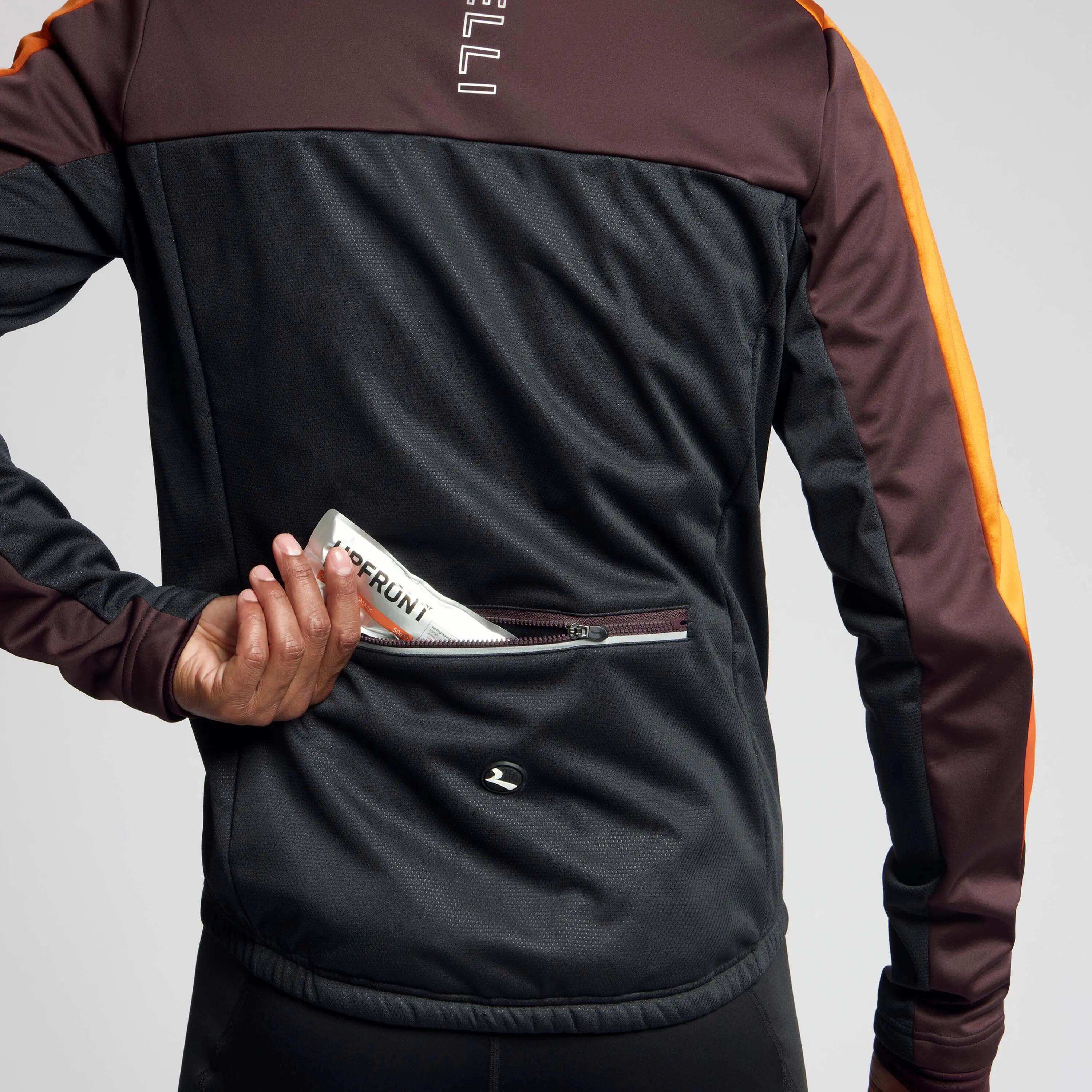 Chaqueta Ciclismo Invierno Hombre Freeze Negra Burdeos Naranja 6/7