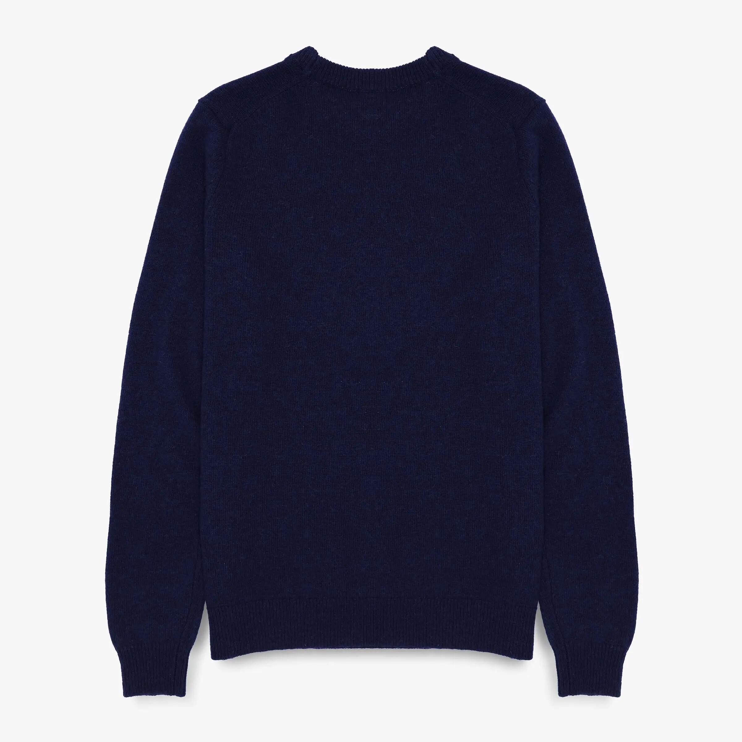 Pull à col rond bleu foncé en laine 2/5