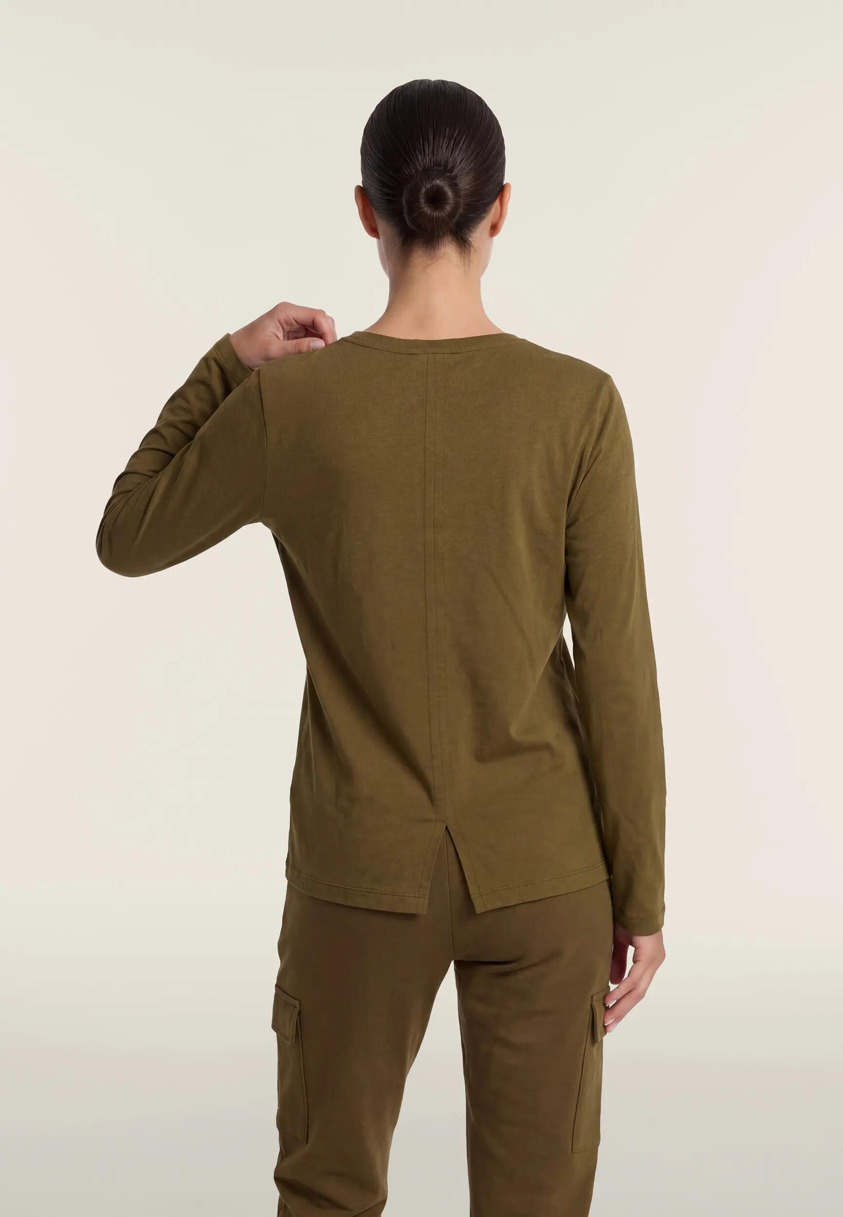 T-shirt Donna Manica Lunga Dettaglio Posteriore con Spacco 3/6