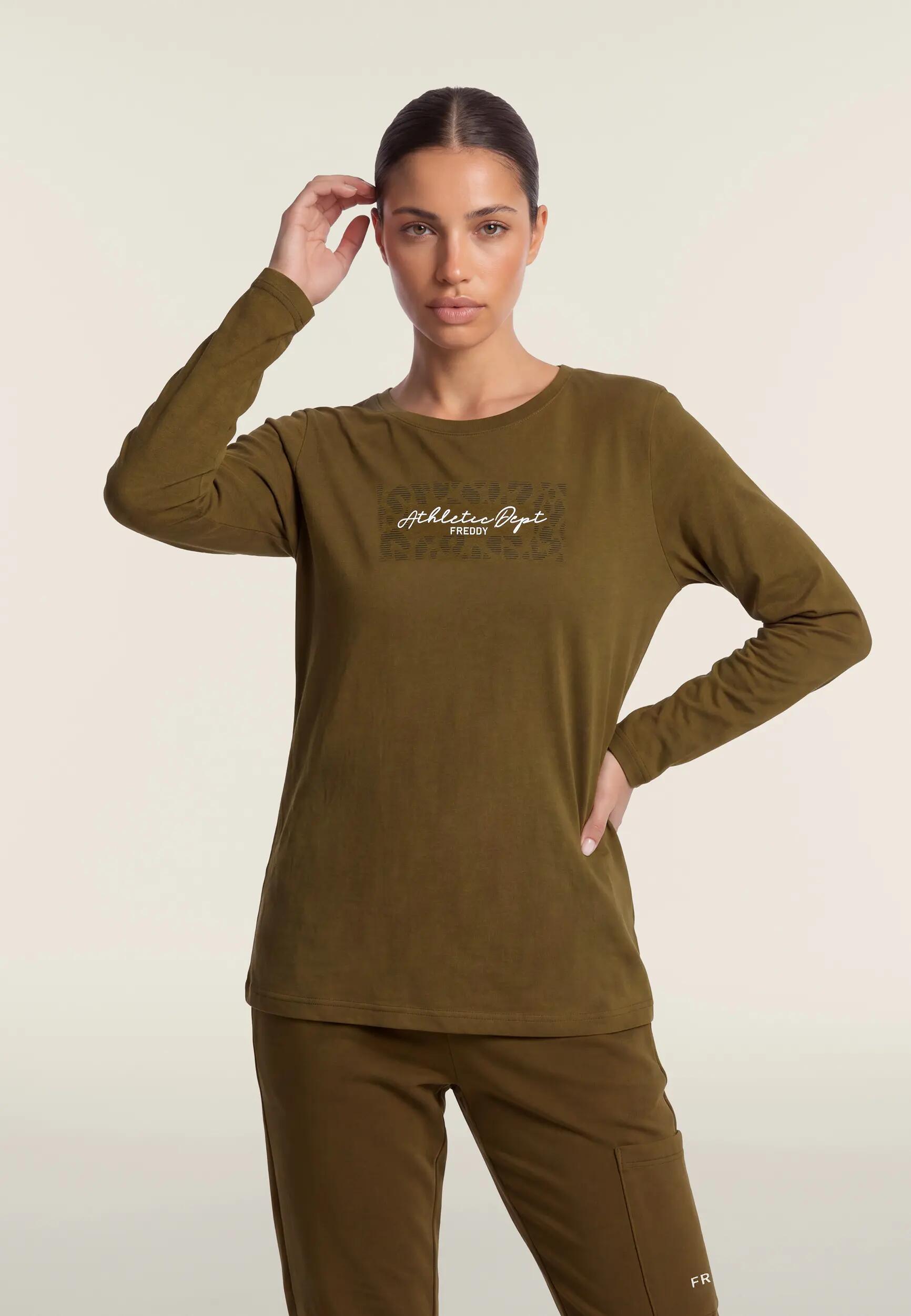 T-shirt Donna Manica Lunga Dettaglio Posteriore con Spacco 2/6