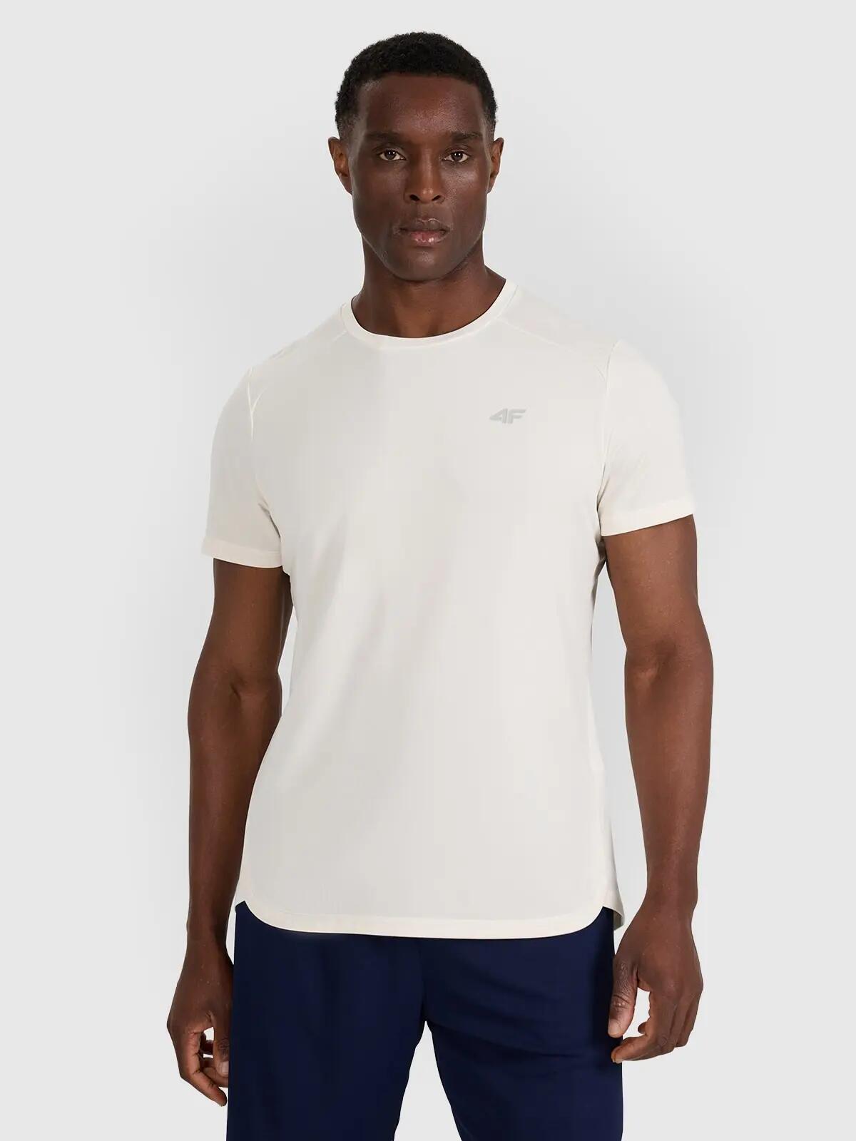 T-SHIRT MĘSKI TRENINGOWY 4F SZYBKOSCHNĄCY ECRU 1/11