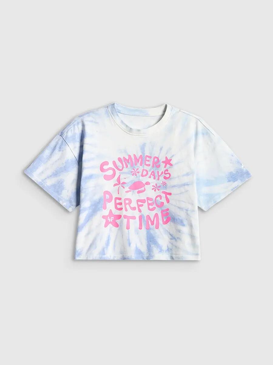 T-shirt loose z nadrukiem dziewczęcy 4F 4FJRSS26TTSHF3909 5/6