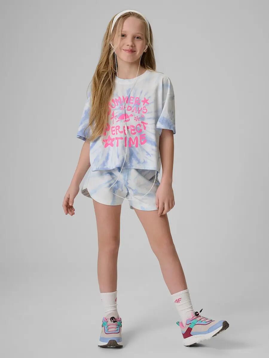 T-shirt loose z nadrukiem dziewczęcy 4F 4FJRSS26TTSHF3909 4/6