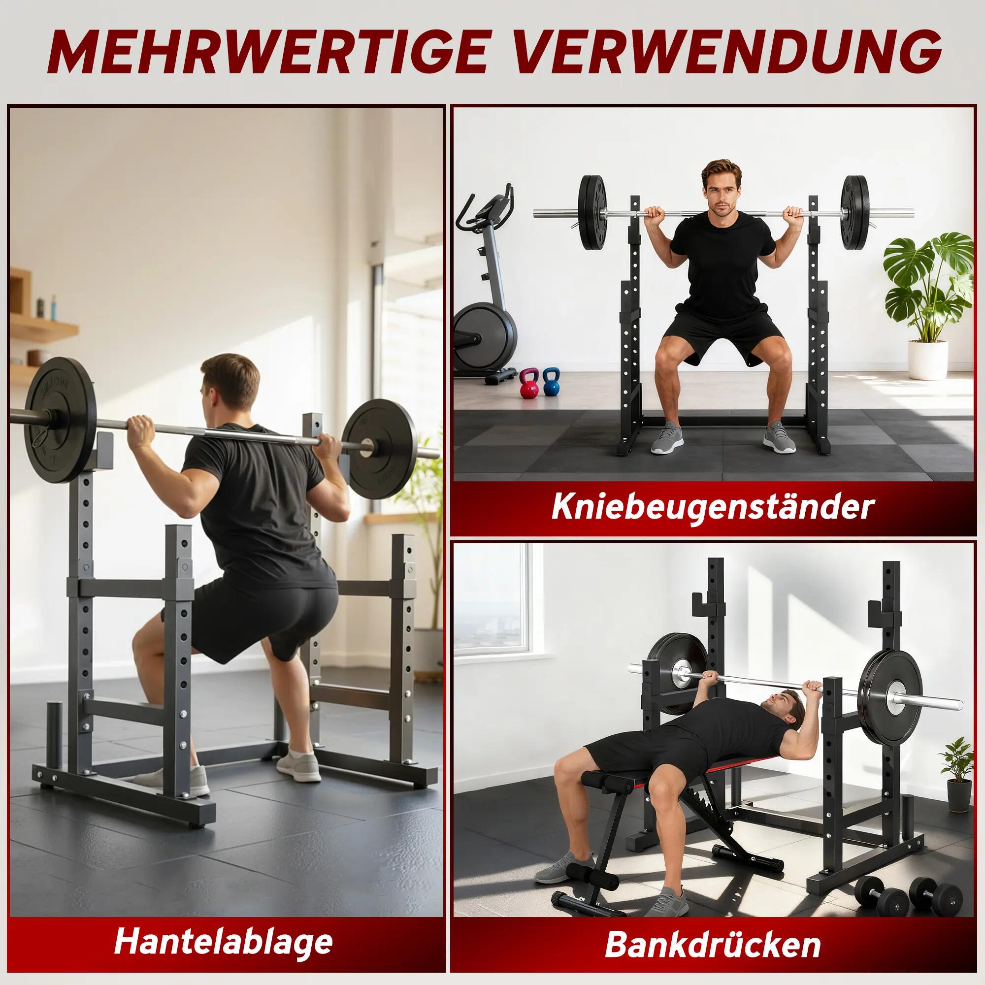 Support musculation - Haltérophilie - Unisexe - double niveau réglable - Noir 6/6