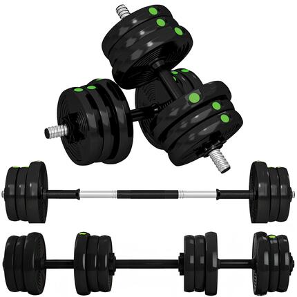 Ensemble d'haltères 2 en 1 (barre et haltères), 20 kg, antidérapant, respectueux
