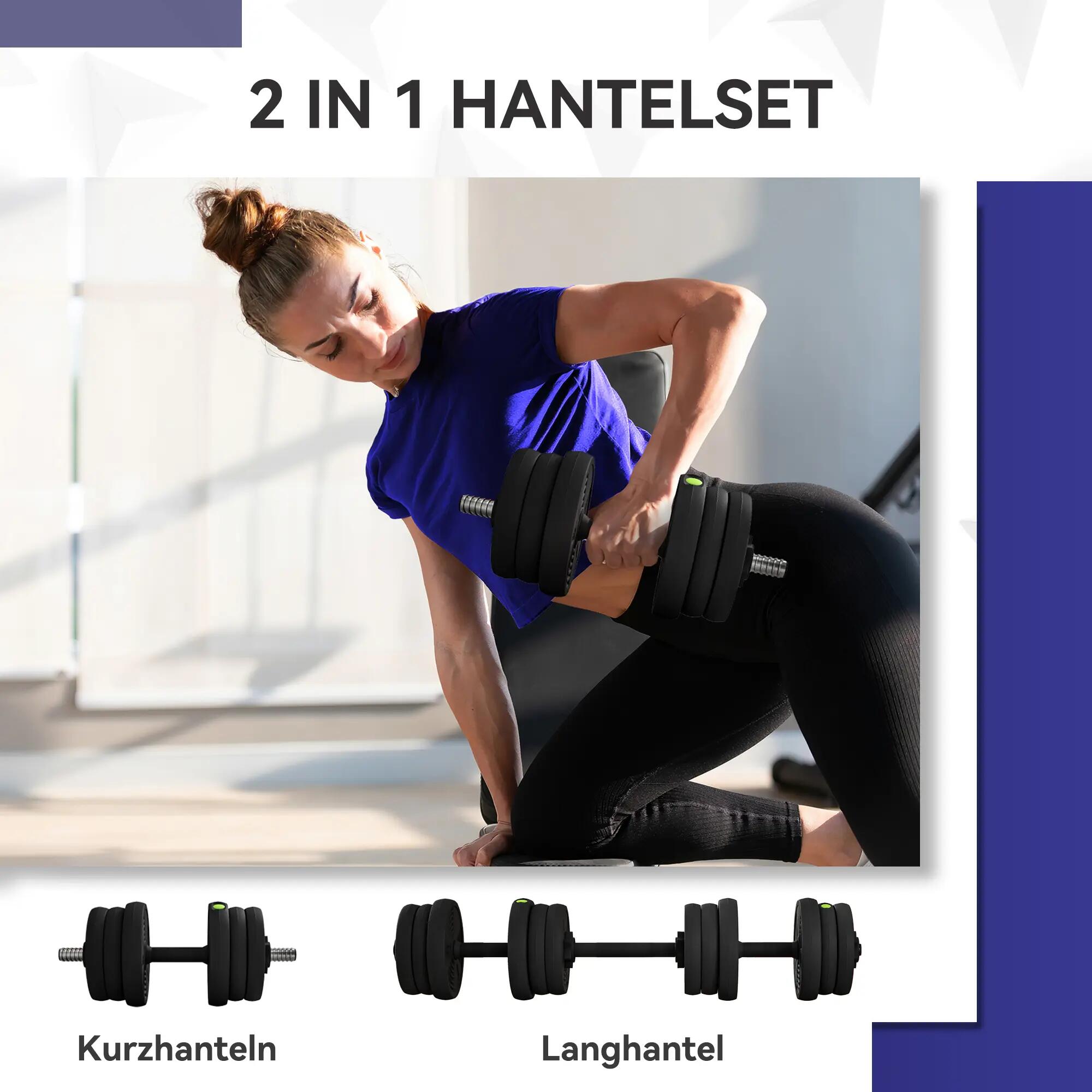 Ensemble d'haltères 2 en 1 - Fitness - Ajustable - Noir/vert 6/6