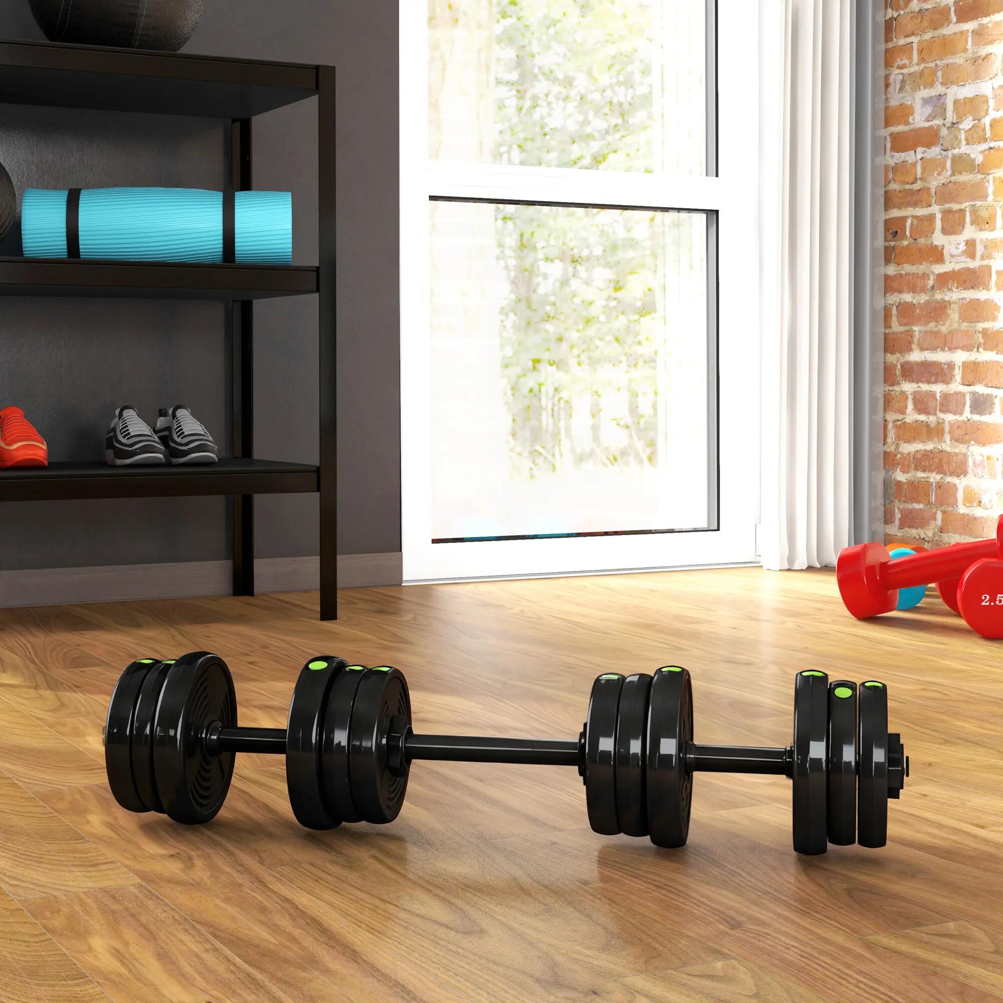 Ensemble d'haltères 2 en 1 - Fitness - Ajustable - Noir/vert 3/6