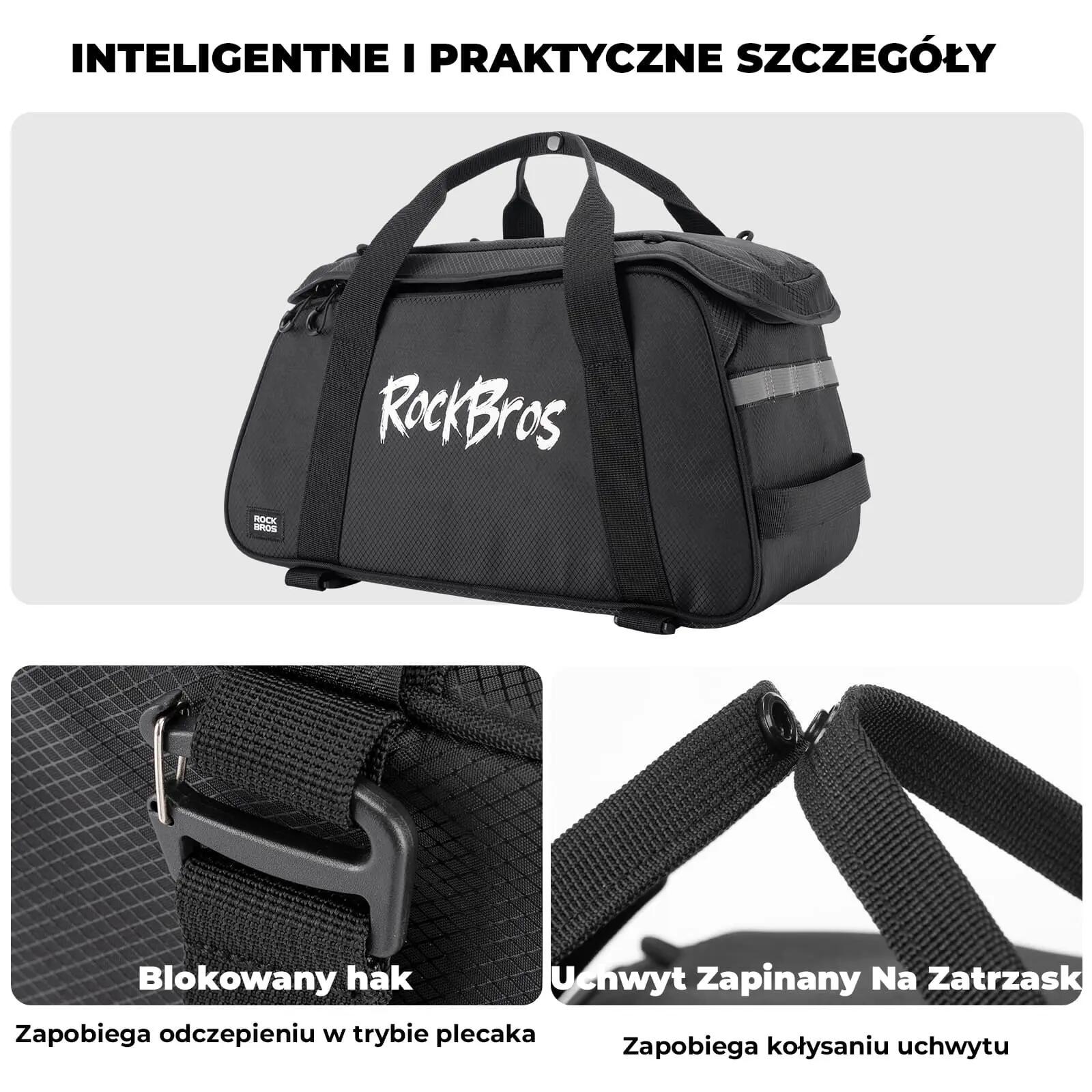 Torba na bagażnik rowerowy Rockbros A41 10,5 l plecak na ramię wodoodporna 2/7