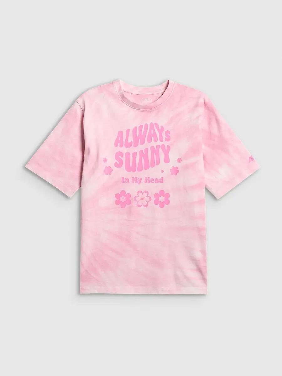 T-shirt loose z nadrukiem dziewczęcy 4F 4FJRSS26TTSHF3911 5/6