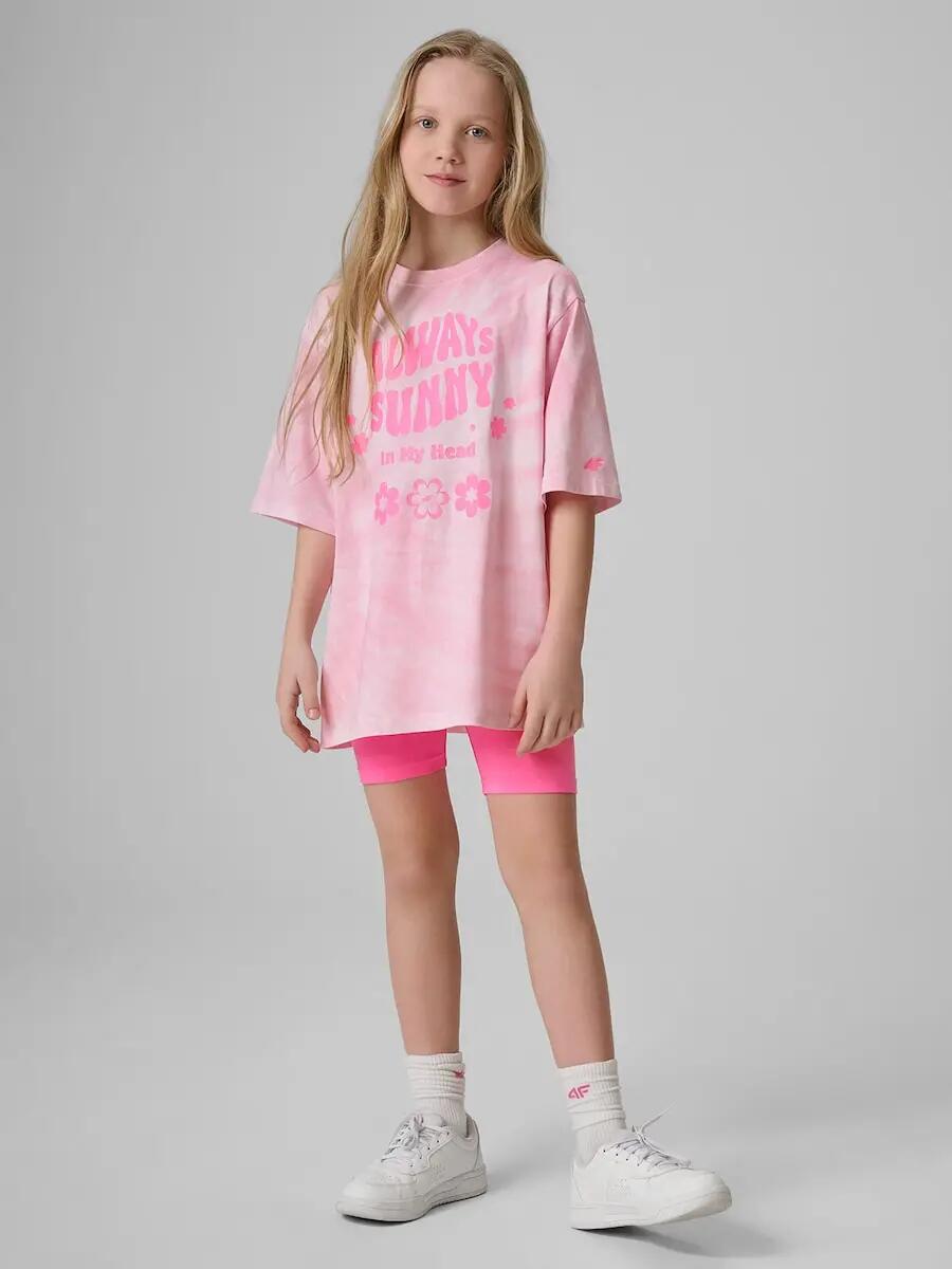 T-shirt loose z nadrukiem dziewczęcy 4F 4FJRSS26TTSHF3911 4/6