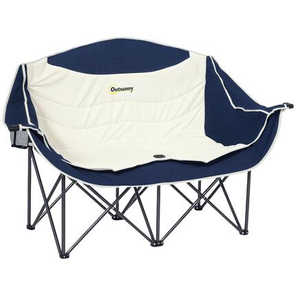 Chaise camping pliante 2 places gobelet sac transport 250kg bleue