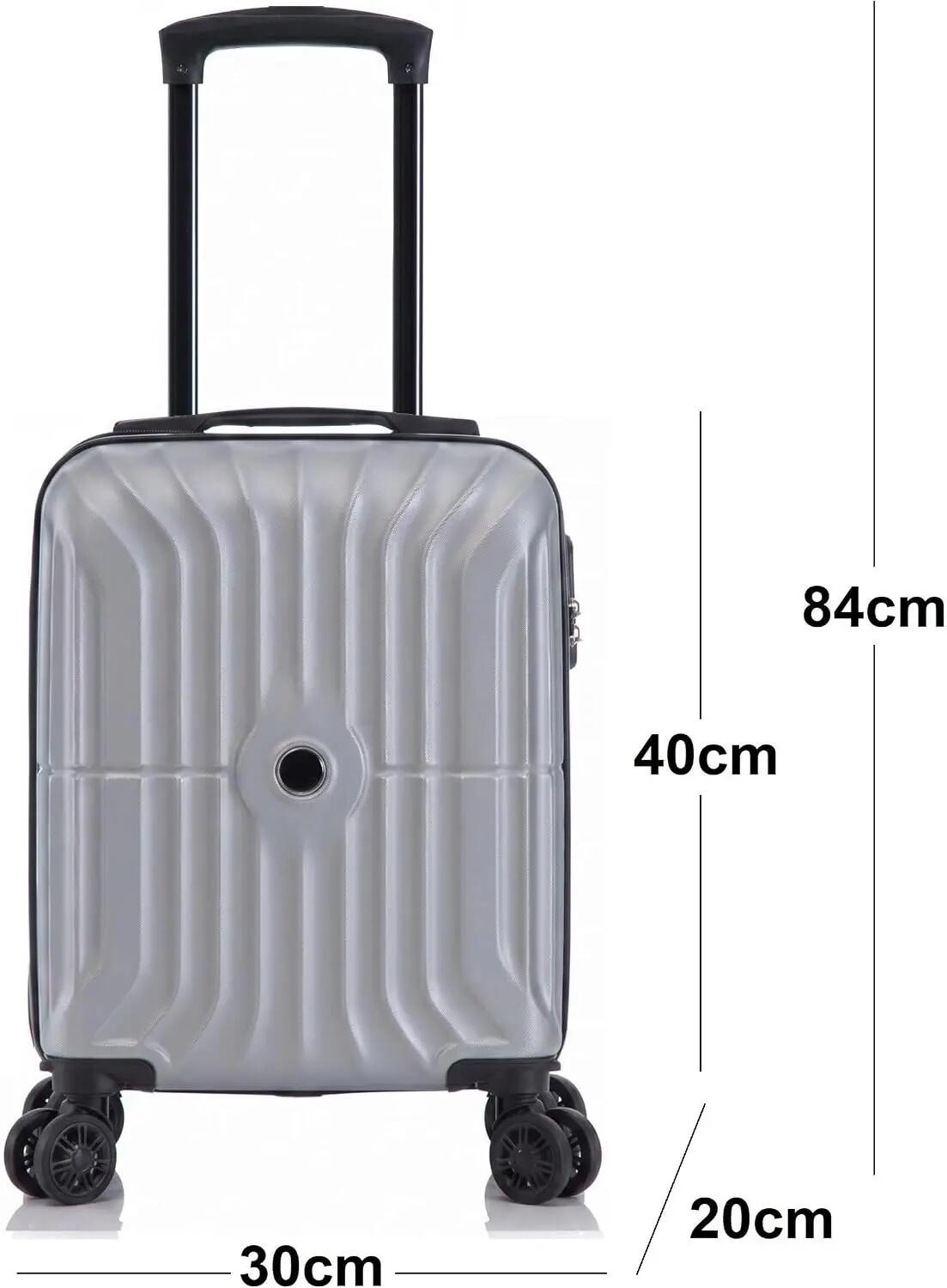 Maleta Equipaje de Mano 40x30x20cm (27L) Ruedas 360º Desmontables. ABS (Plata) 3/7