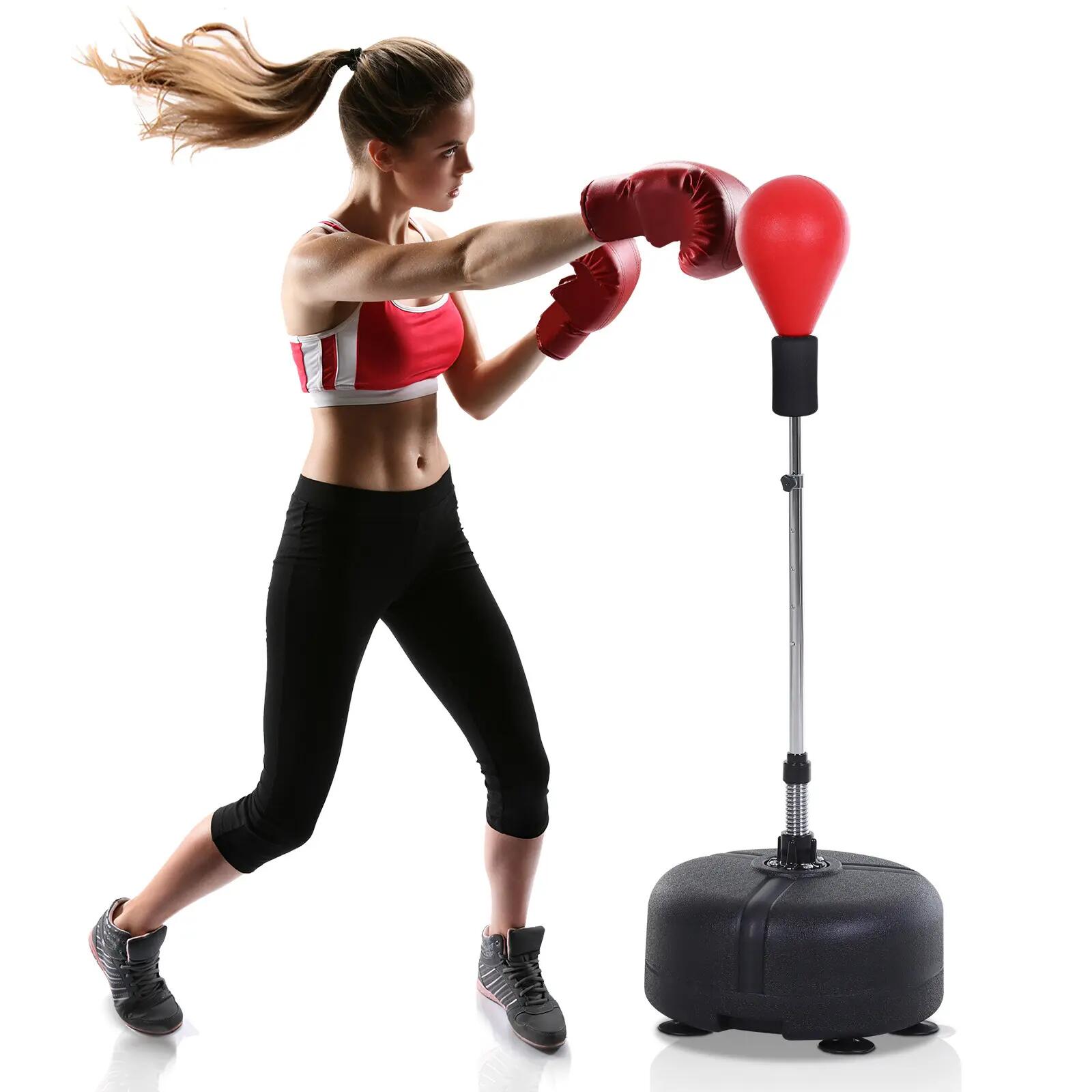 punching-ball - boxe - mixte - hauteur réglable 136-154 cm, base lestable - noir 3/6