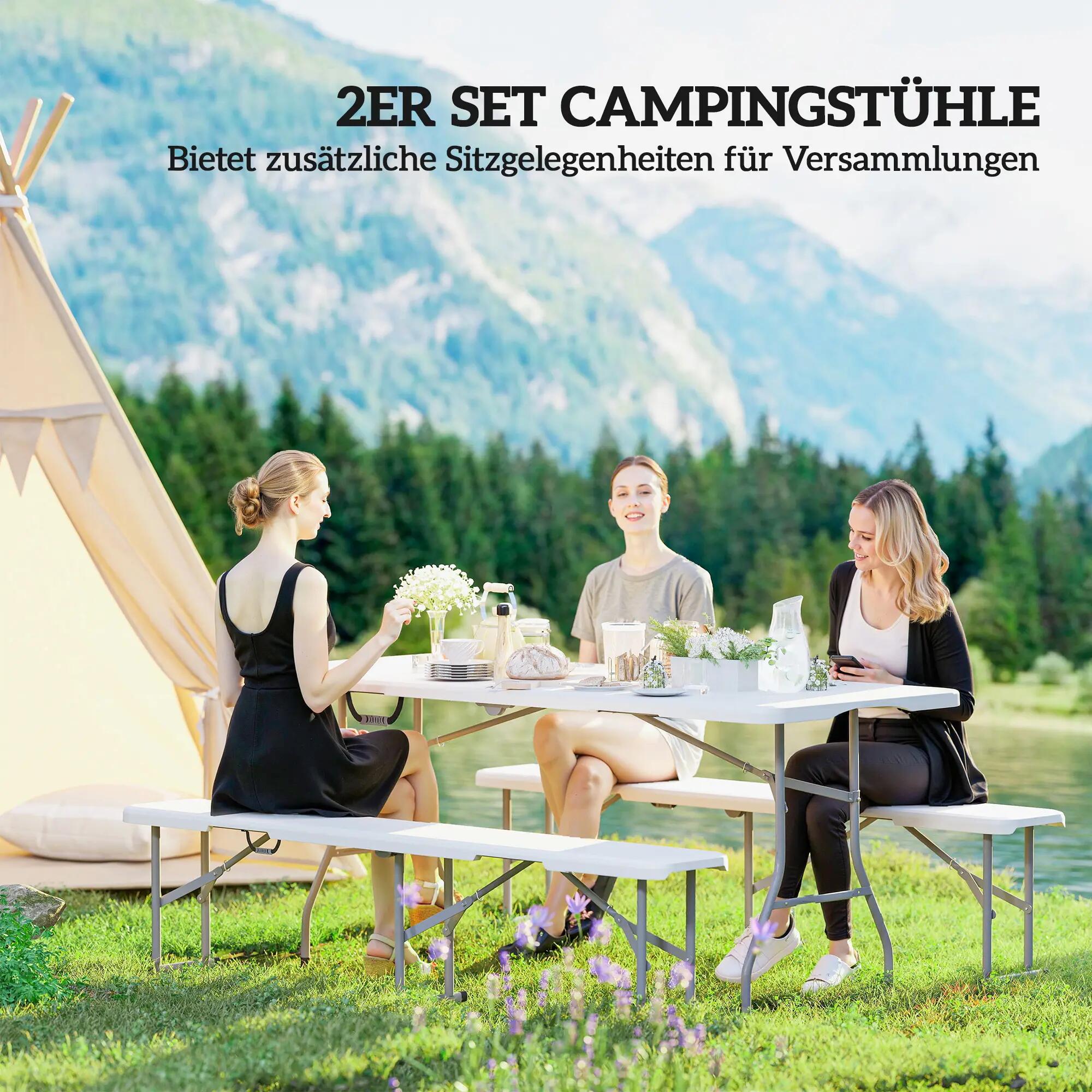 Banc pliant - camping - unisexe - robuste, portable, 2 places - blanc 6/6
