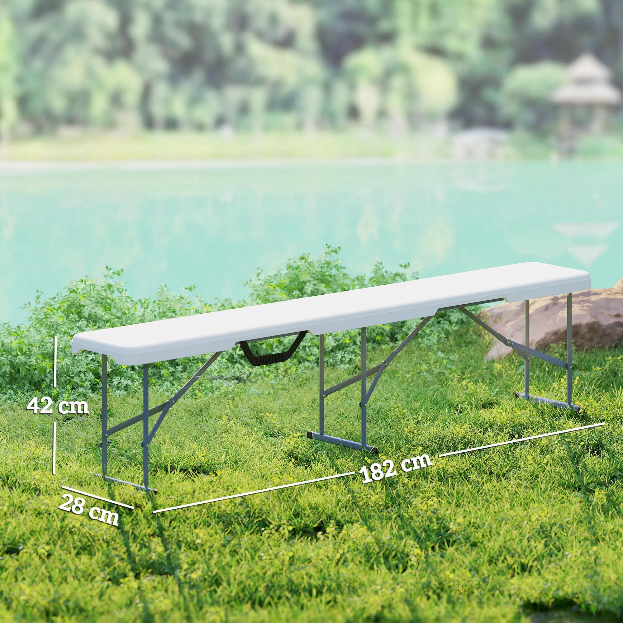 Banc pliant - camping - unisexe - robuste, portable, 2 places - blanc 5/6