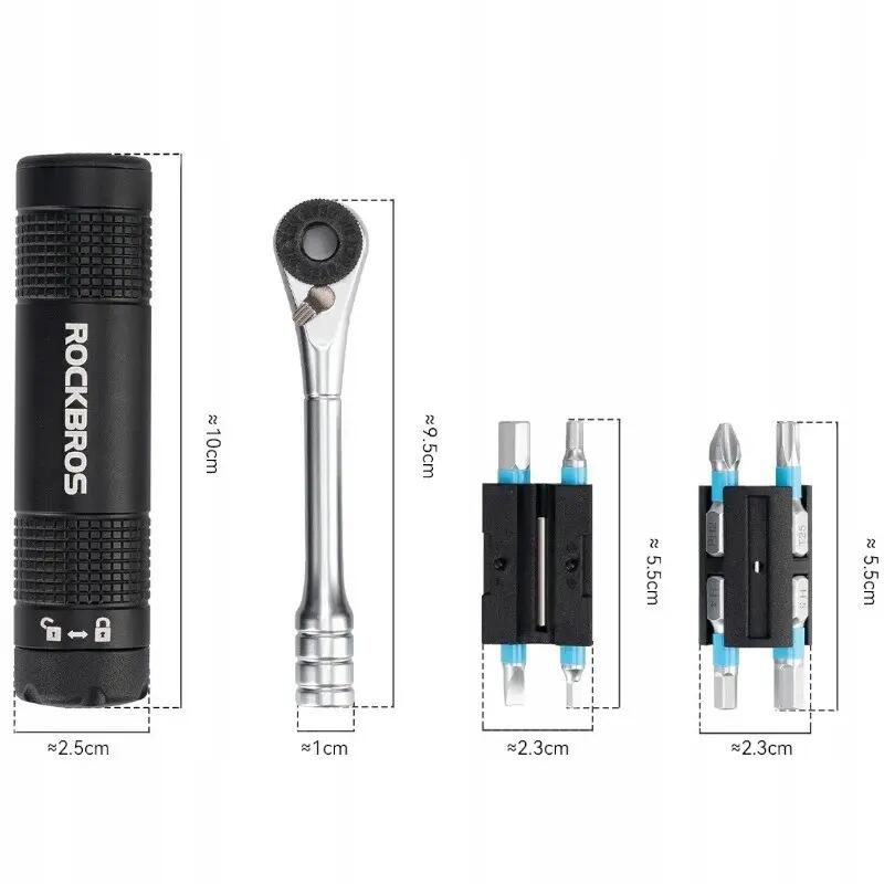 Zestaw narzędzi rowerowych grzechotka 8w1 bity etui do roweru 120g Rockbros 3/7