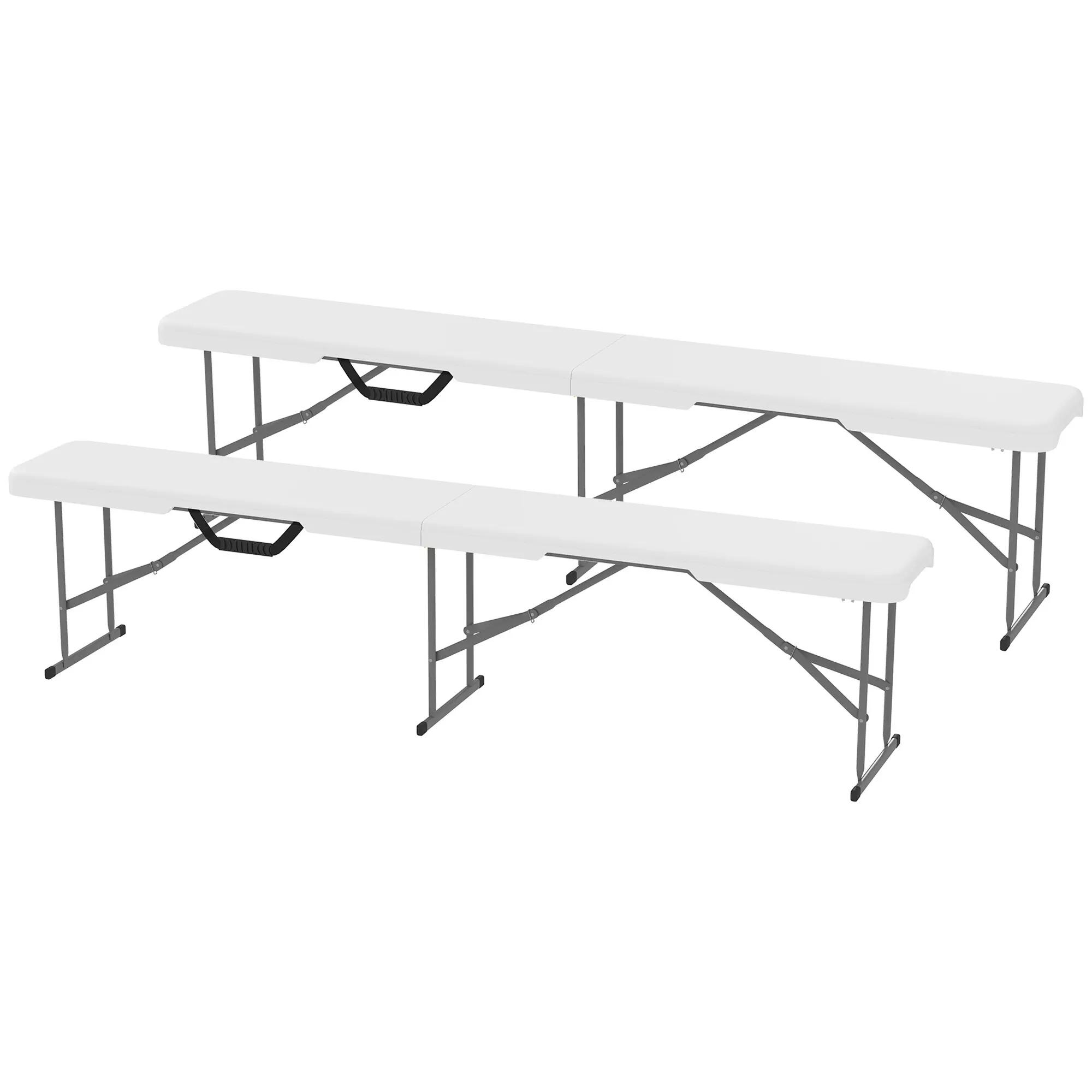 Banc pliant - camping - unisexe - robuste, portable, 2 places - blanc 2/6