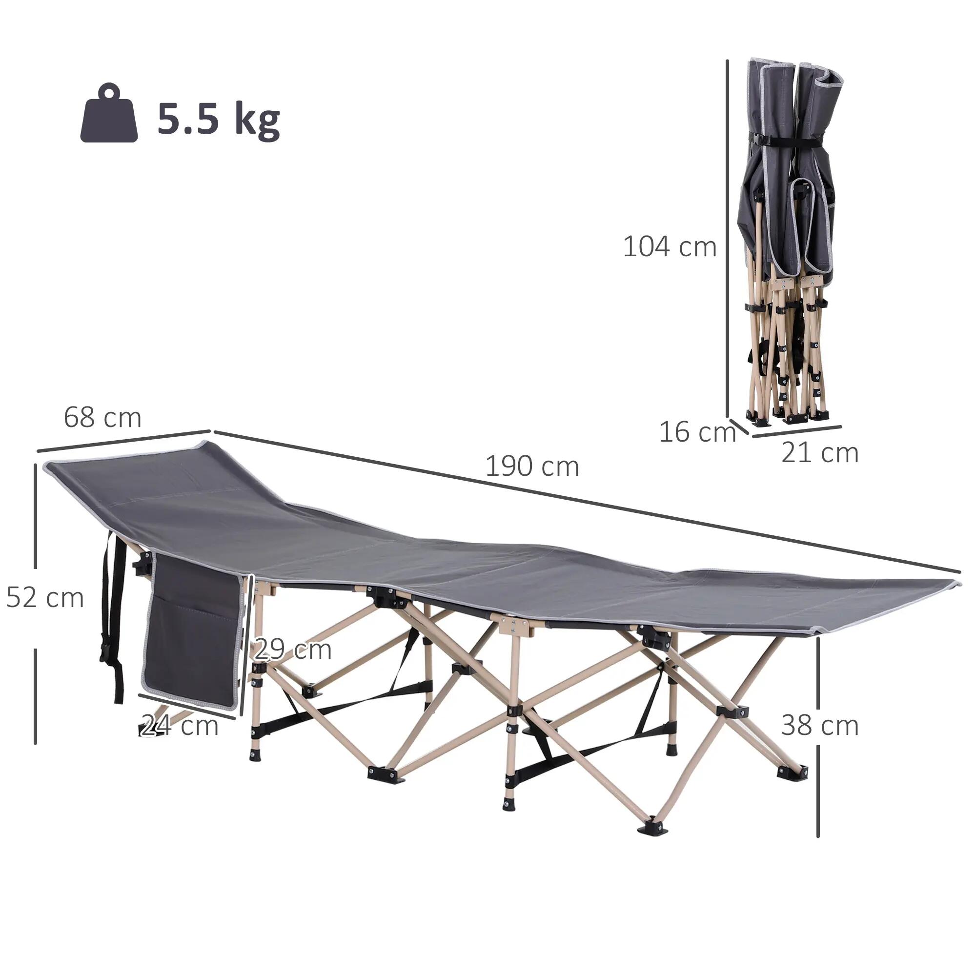 Lit de camp - Camping - Unisexe - Pliant, imperméable - Gris 5/6