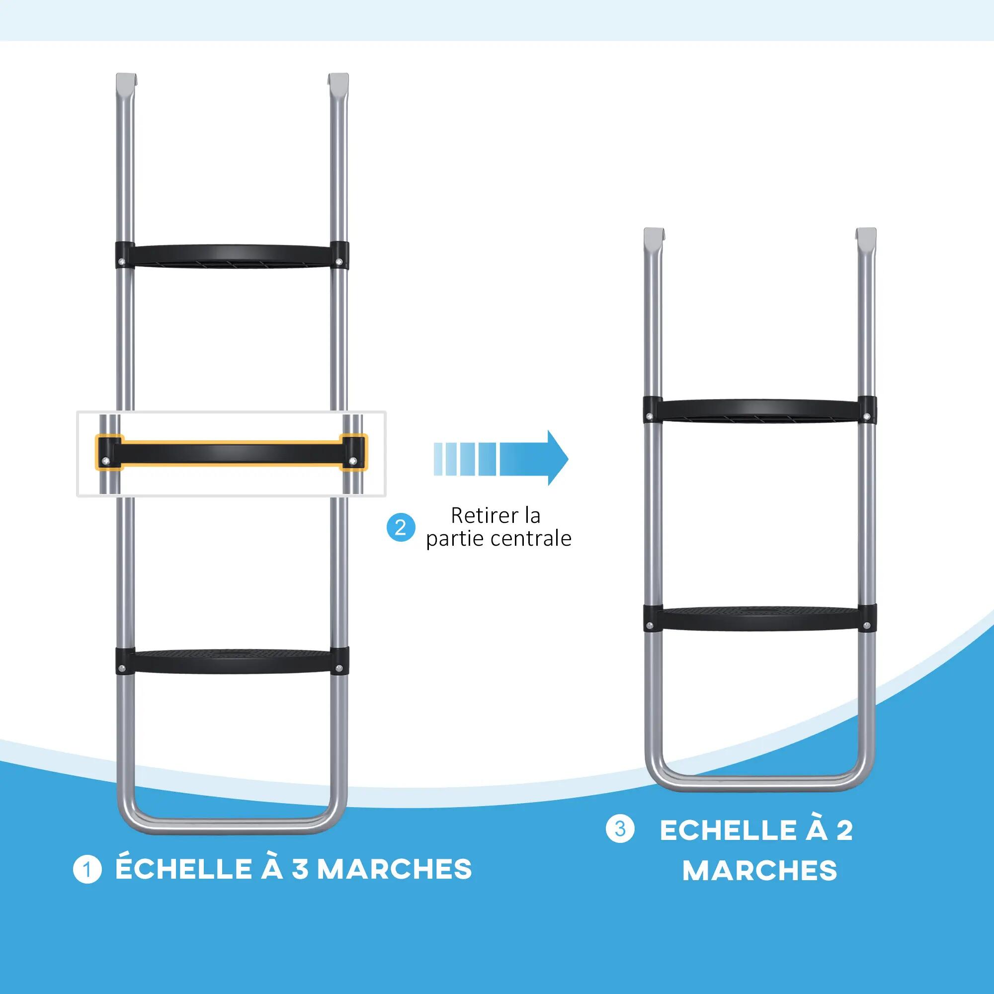 Échelle trampoline - 2-3 marches - acier galvanisé argent 6/6