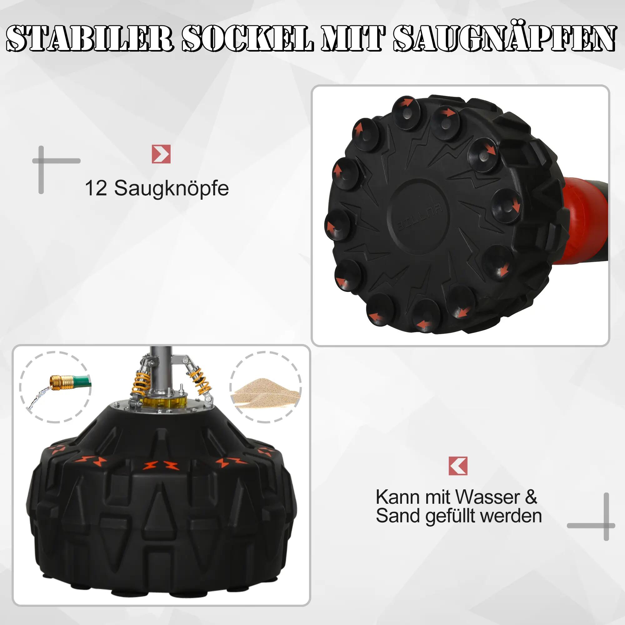 Sac de frappe autoportant - boxe - unisexe - base ventouses, PU - noir/rouge 6/6