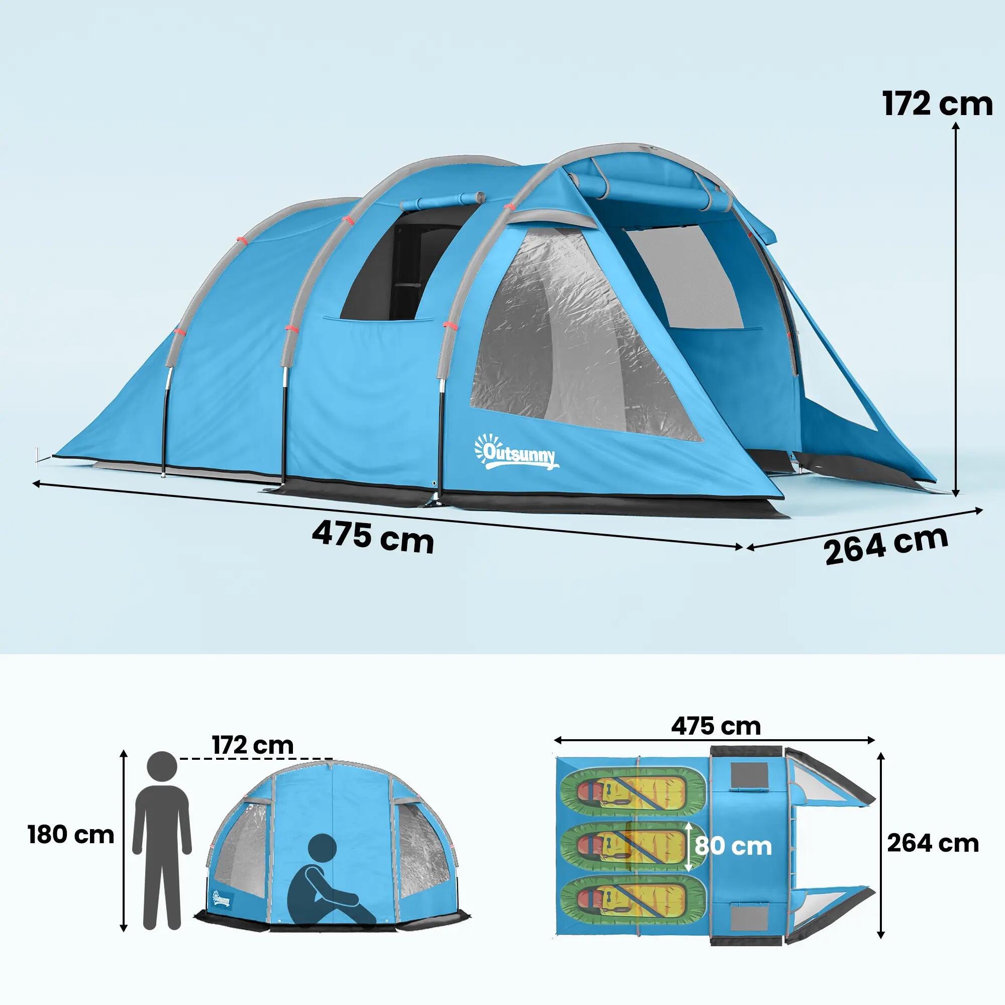 Tente de camping - 3 places - 2 pièces - Bleu 5/6