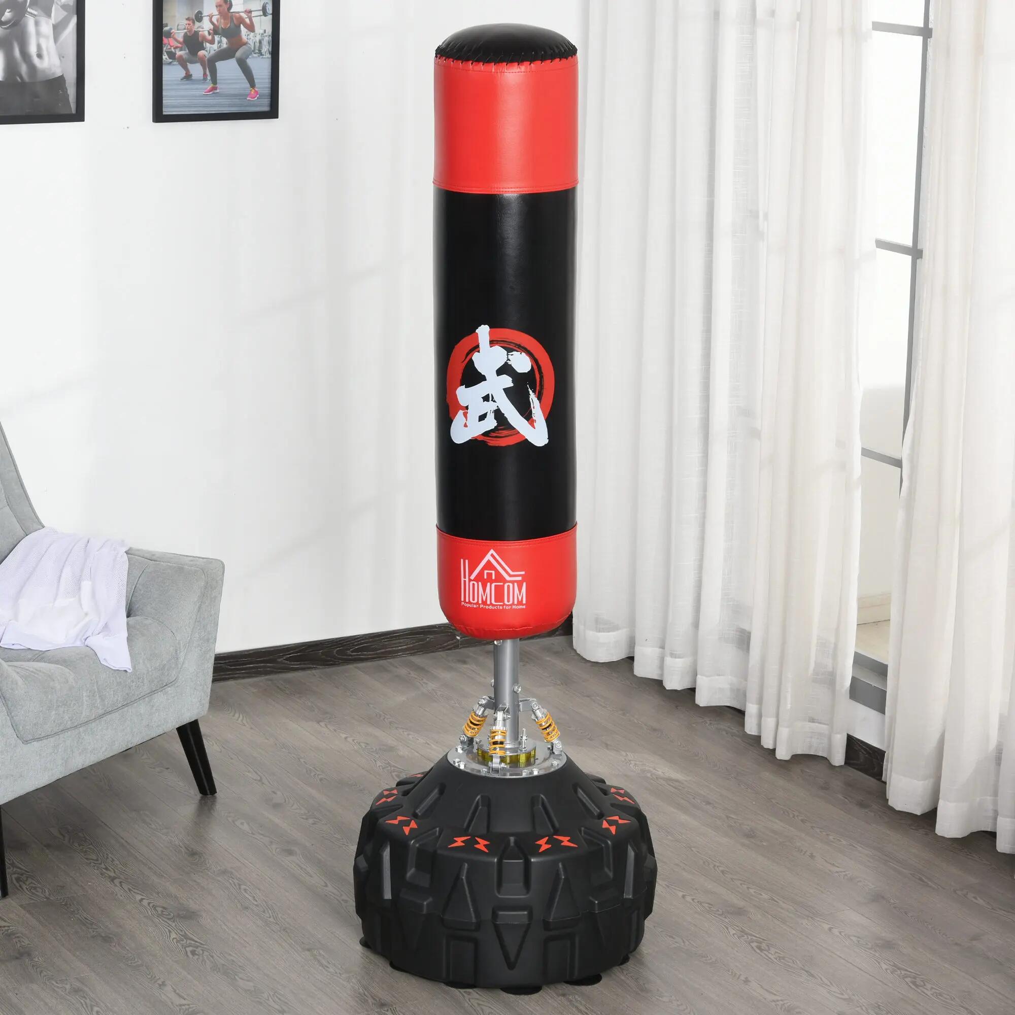 Sac de frappe autoportant - boxe - unisexe - base ventouses, PU - noir/rouge 4/6