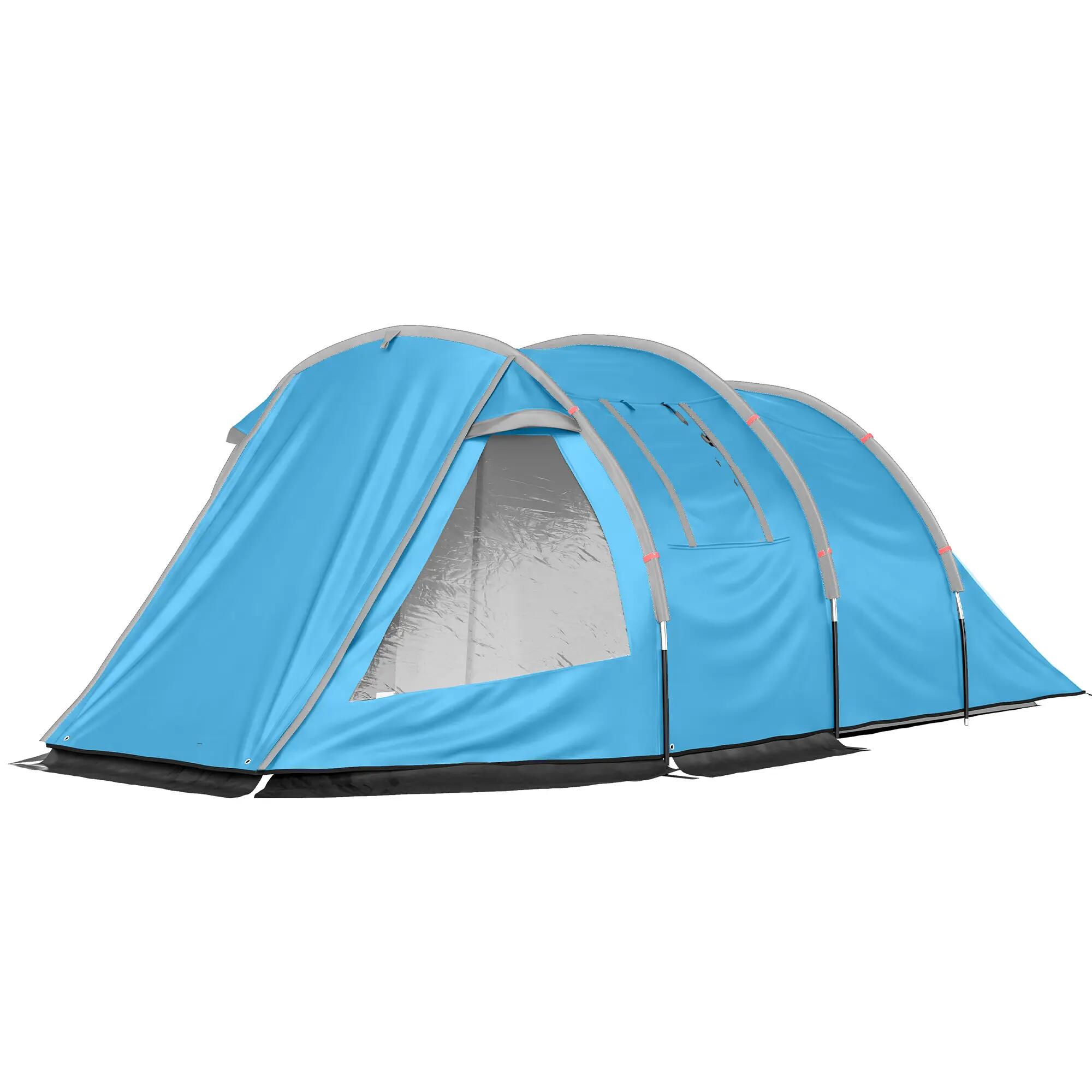 Tente de camping - 3 places - 2 pièces - Bleu 2/6